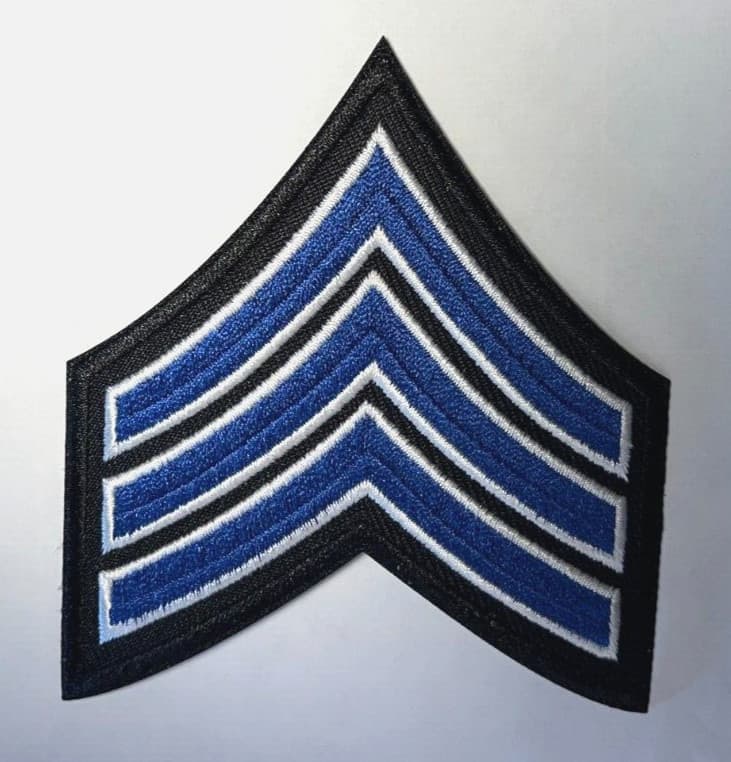 sergeant rank patch 3.5" tall chevron police patch 3 stripe Sergeant stripes 3