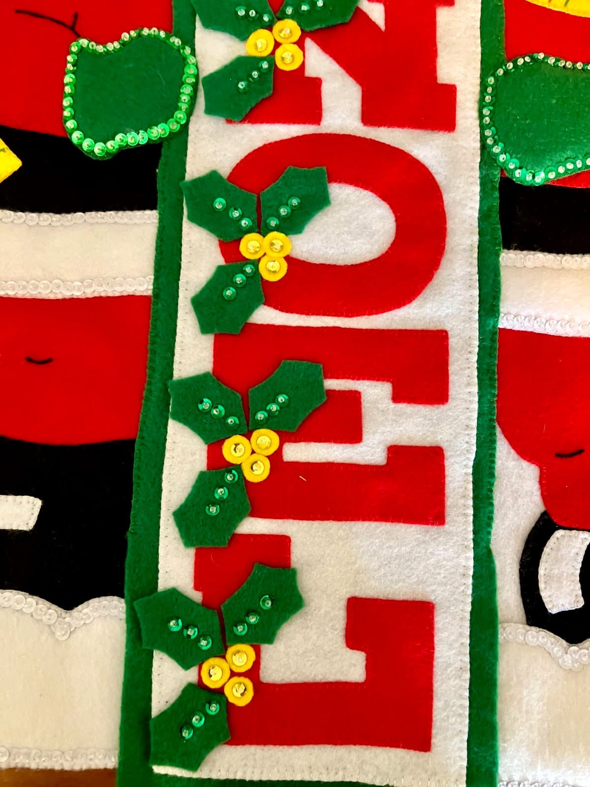 Finished - Felt & Sequins Handmade - Noel - Christmas Wall Hanging  Teddy Bears 2