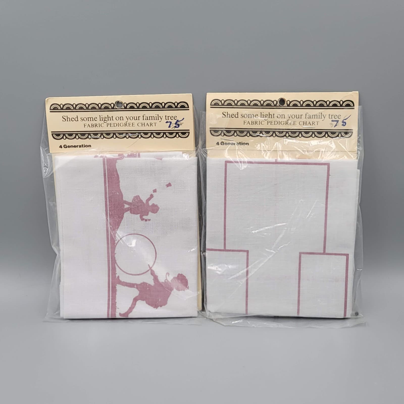 Vintage Fabric Pedigree Chart 4th Generation You Fill In Banyup Products 2 Lot