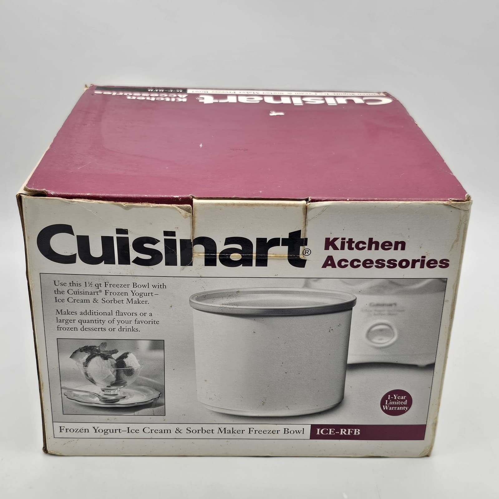 Cuisinart 1.5QT Frozen Yogurt Ice Cream Sorbet Maker Freezer Bowl ICE-RFB OEM 2