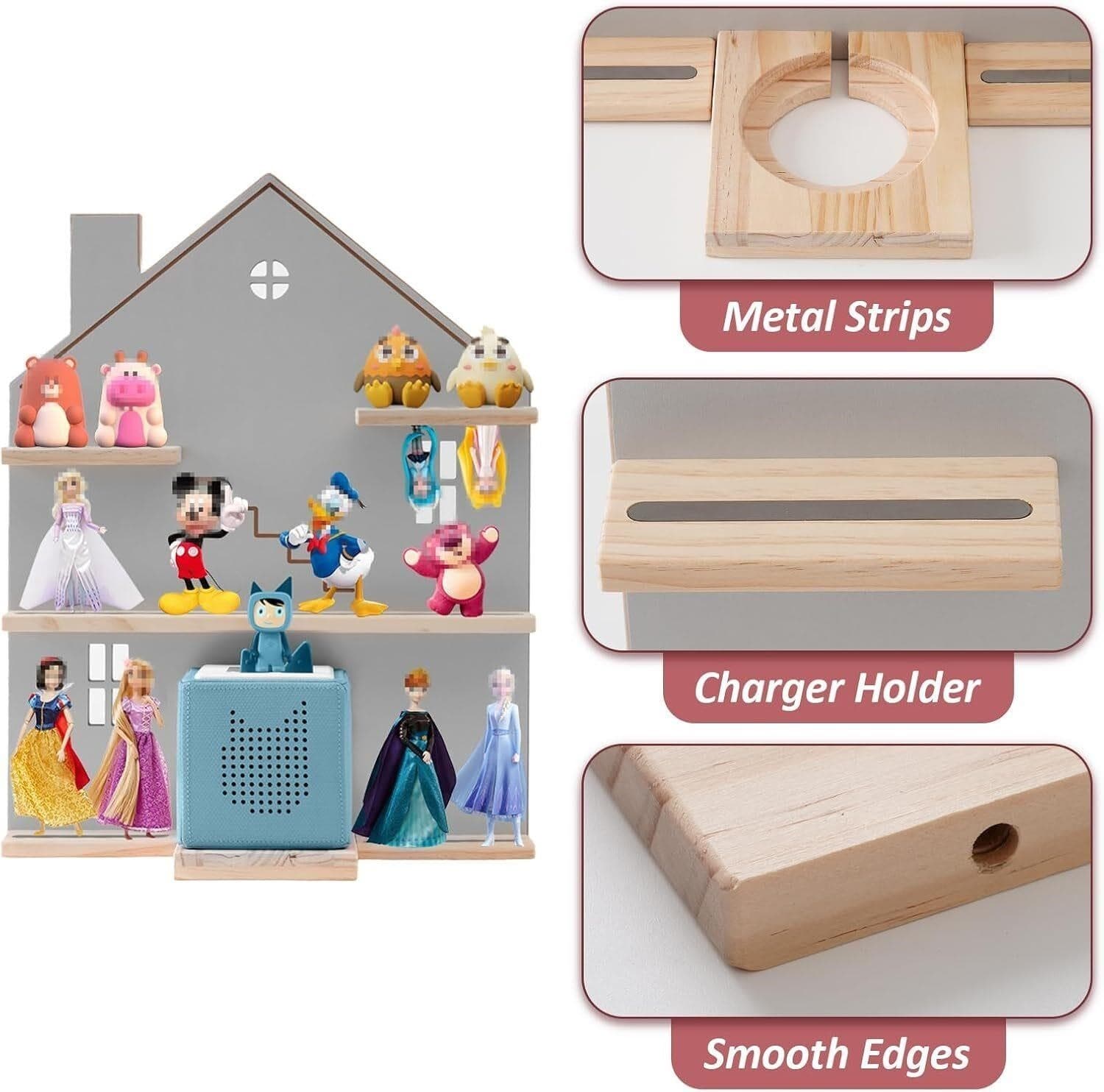 Tonie Box Shelf for Tonie Box and Holds 30 Tonies and Charger Magnetic Shelf NEW 5