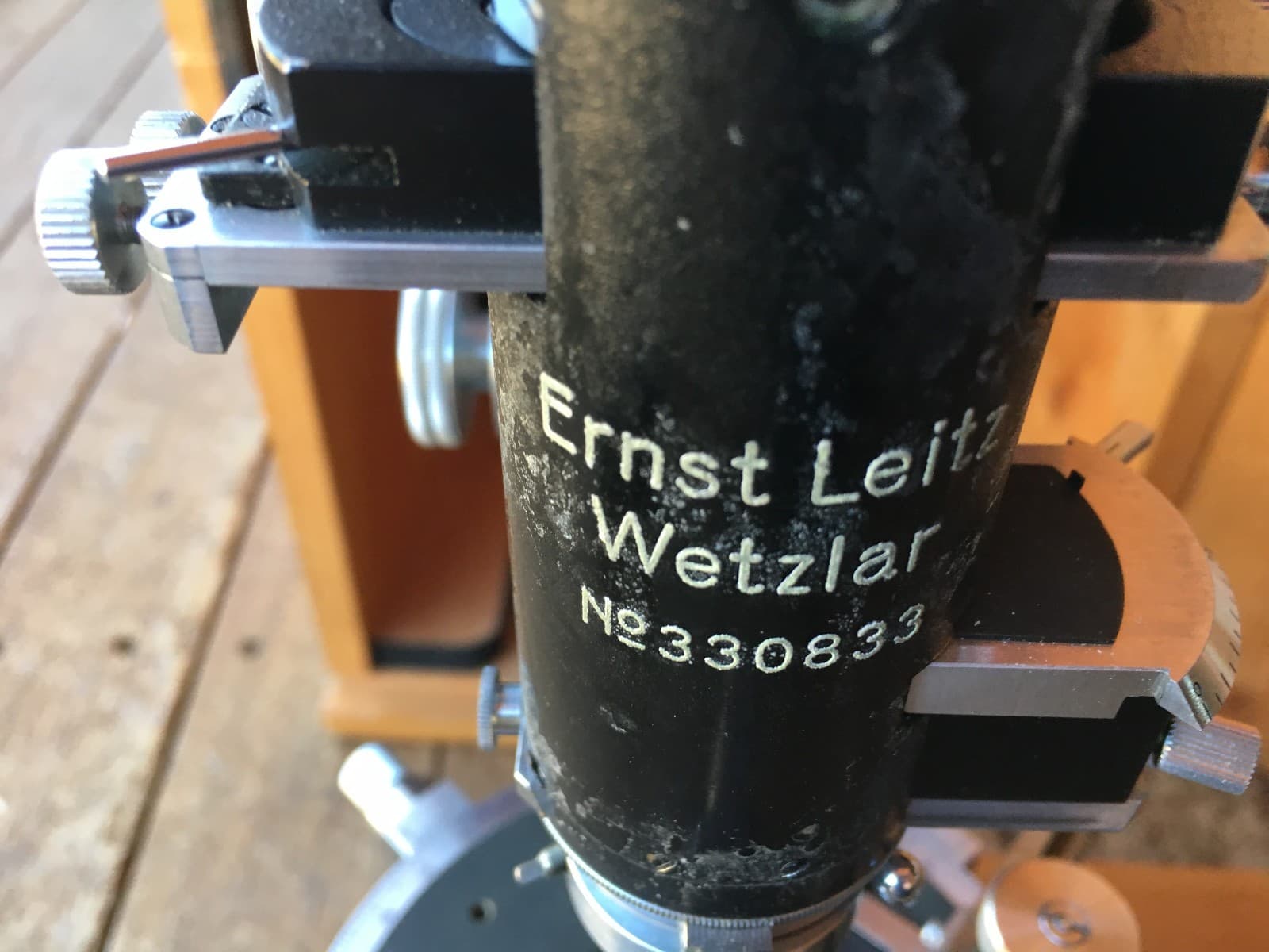 ANTIQUE ERNST LEITZ WETZLER MICROSCOPE WITH EXTRAS 4