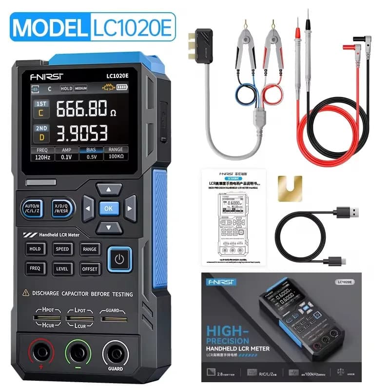 Fnirsi LC1020E Digital Handheld LCR Meter Inductance Capacitance OHM ESR Tester
