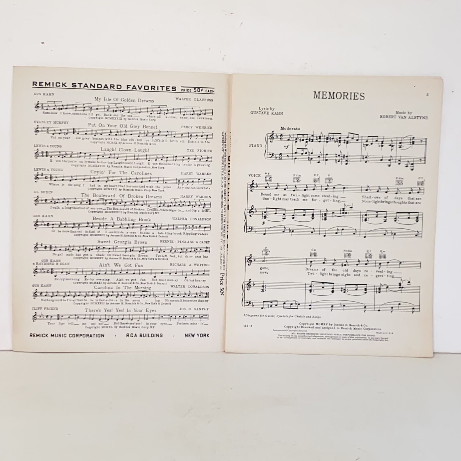 Antique 1919 Memories Sheet Music by Gustave Kahn 3