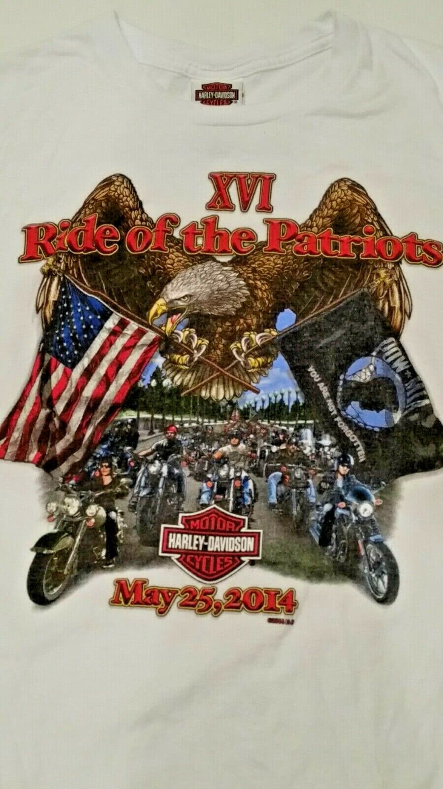 Harley Davidson Long Sleeve Shirt 2014 Ride Of The Patriots Size Medium 2