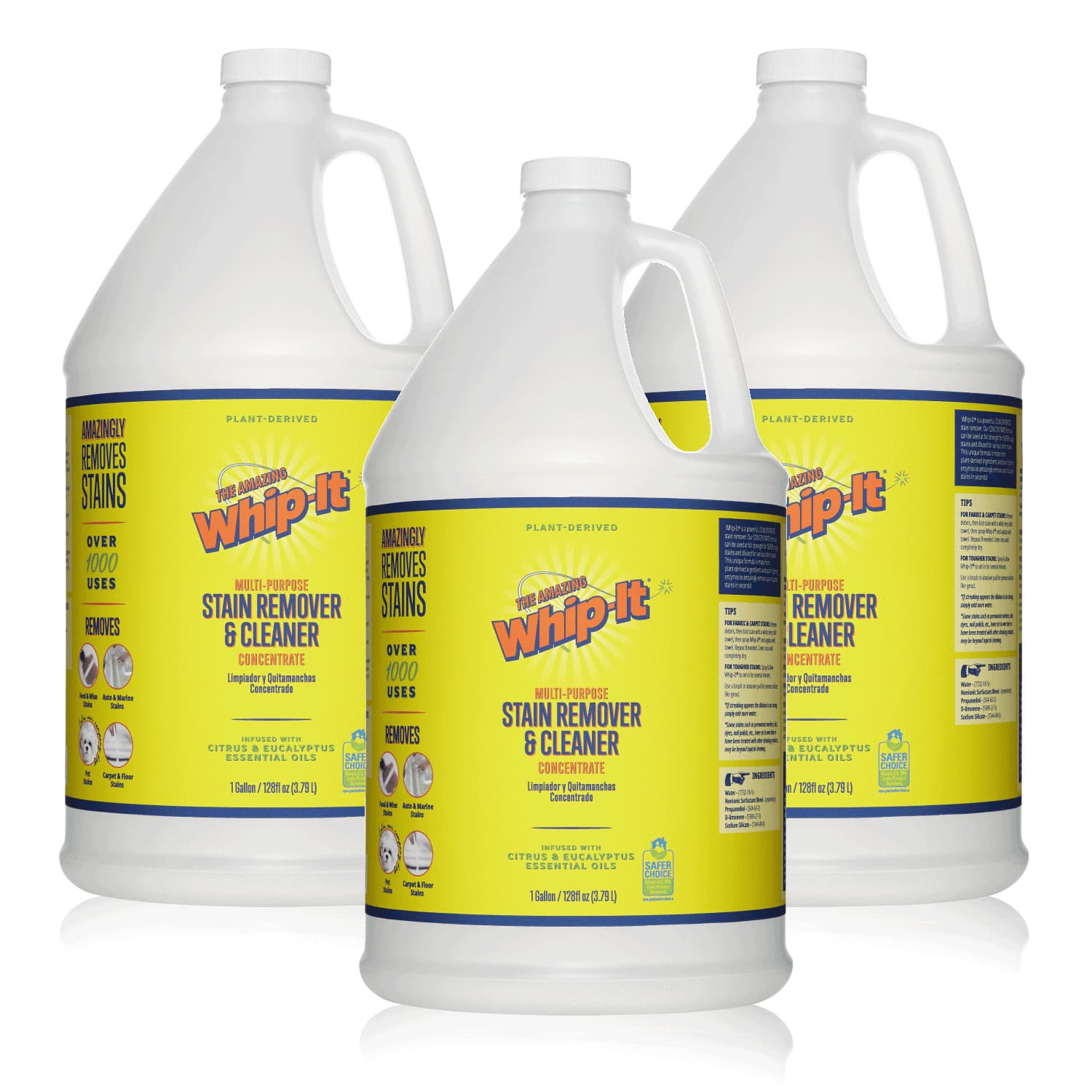 Whip-It® -Stain Remover & Cleaner CONCENTRATE -3 GALLON COMMERCIAL SIZE CASE!!!