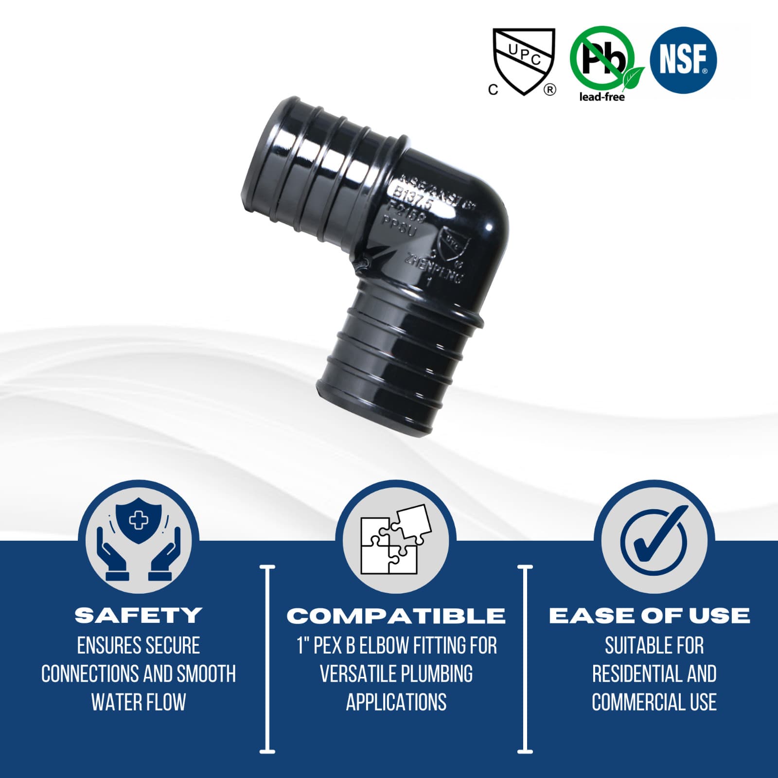 40 Pieces XFITTING 1" Pex B Elbow Poly Alloy Crimp Elbow, Lead Free, NSF, CUPC 5
