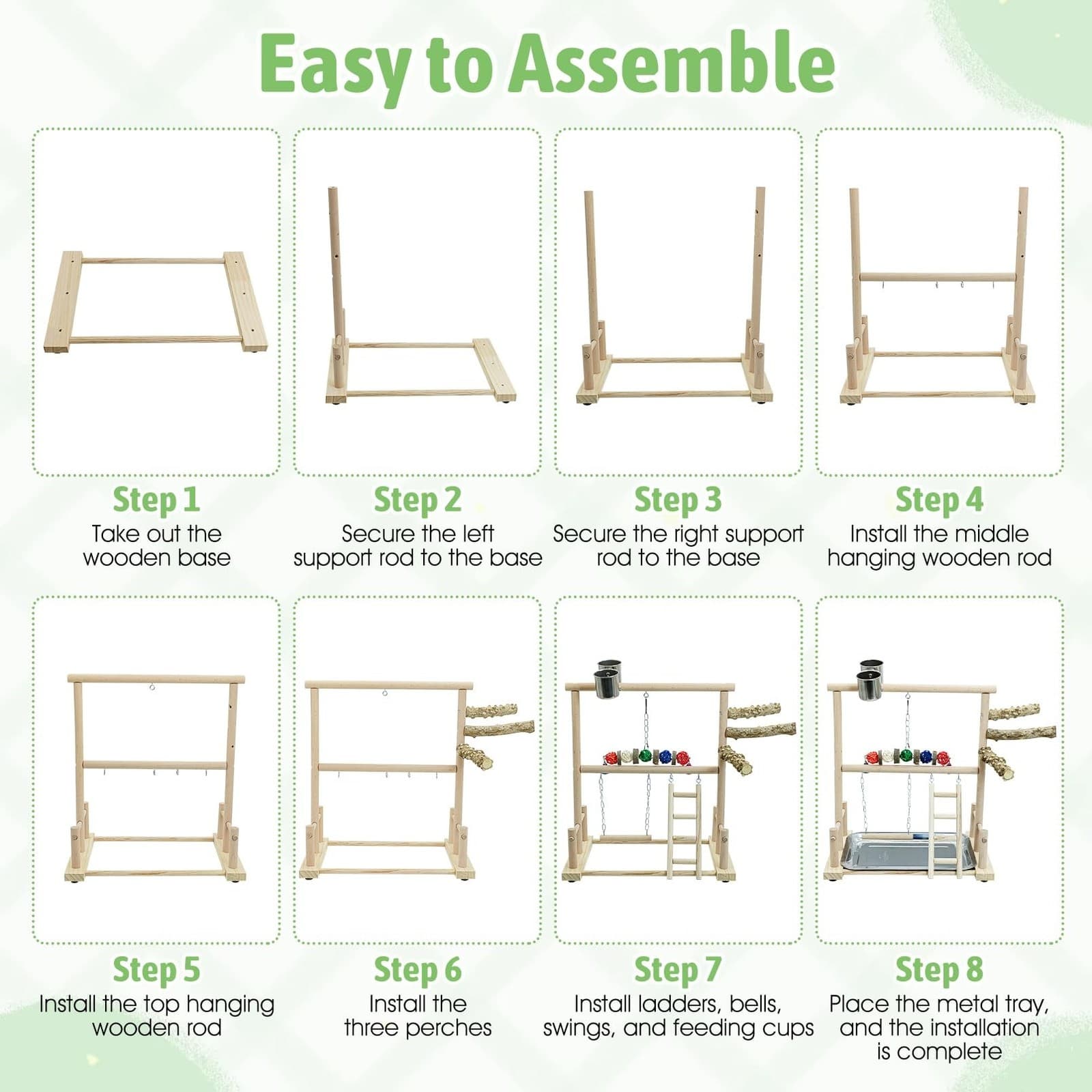 kathson Bird Play Stand Parrot Perch Stand Natural Wood Bird Playground Plays... 5