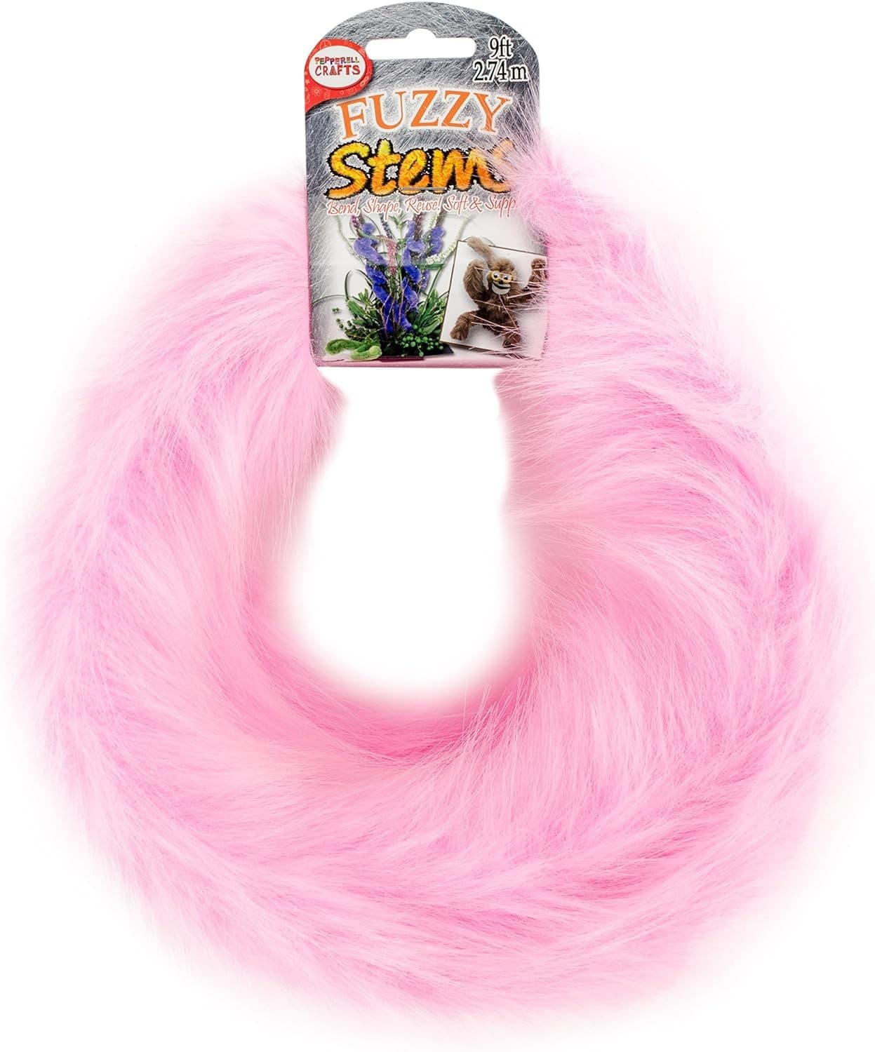Fuzzy Craft Stems 9 Feet - Brown, Pink, Parrot Green, White 3