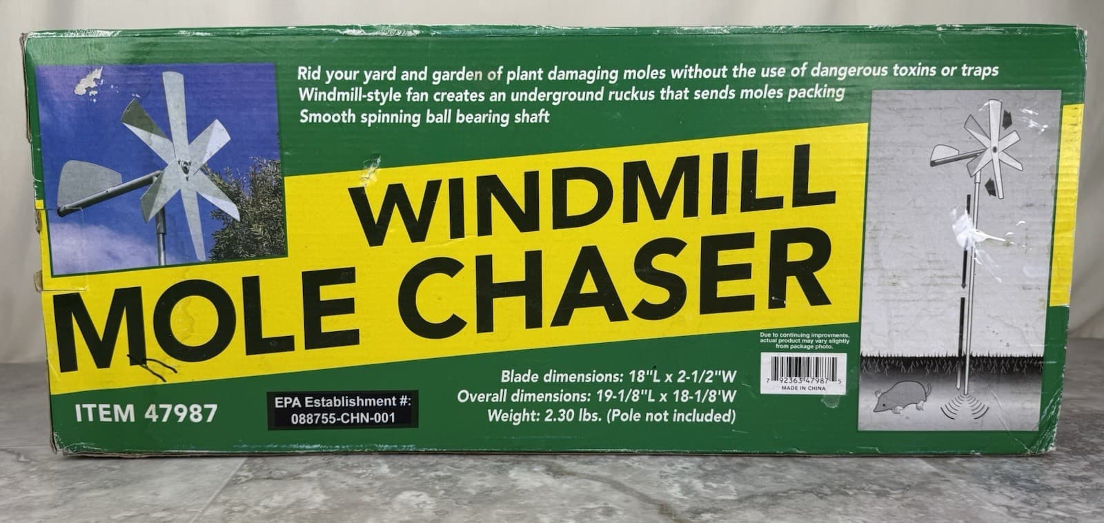 Windmill Mole Chaser Pest Repeller Yard Garden Humane Non Toxic Wind Powered NEW 2
