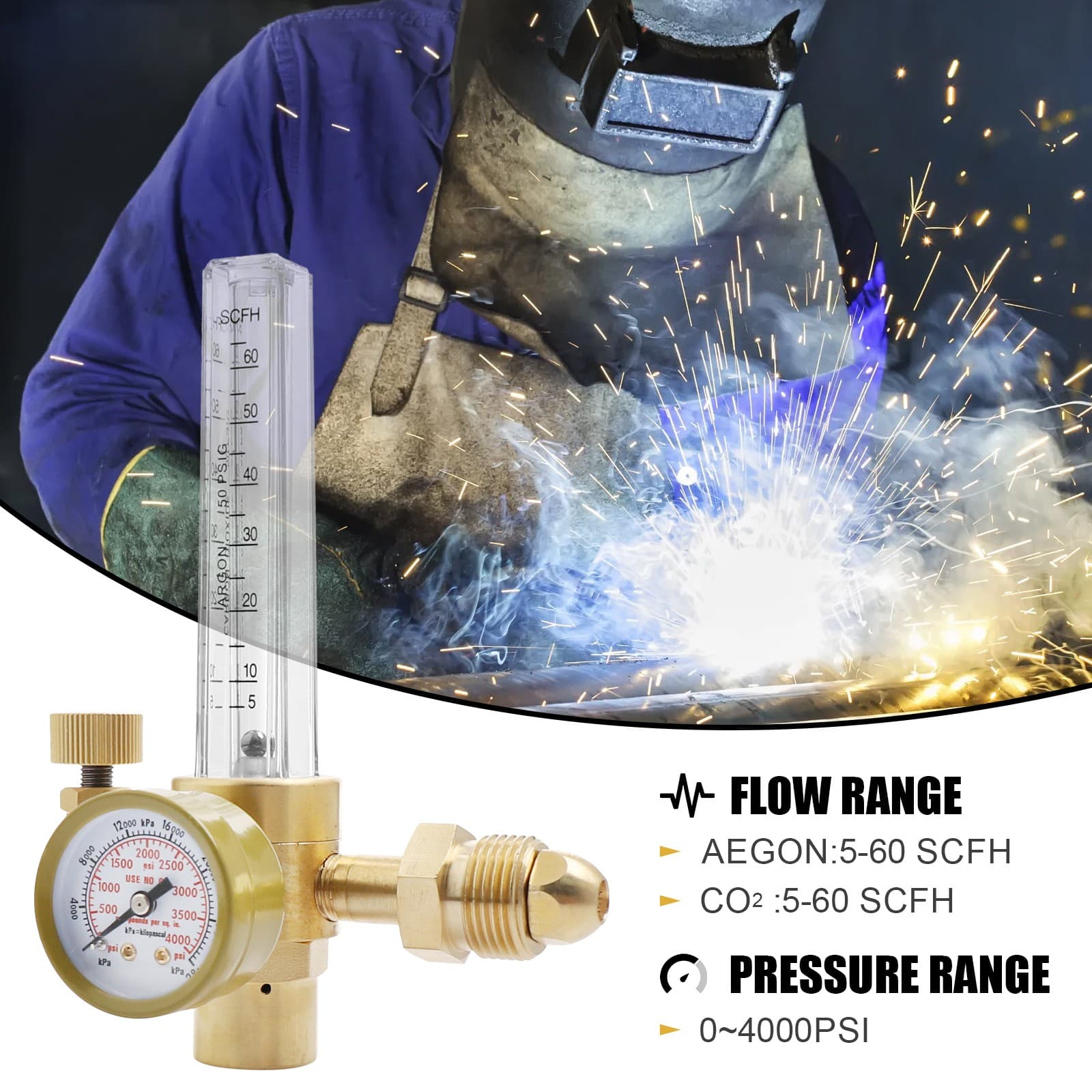 CO2 Argon Flow Meter Gas Regulator Gauge Mig Tig Welding Weld Regulator TIG MIG 3