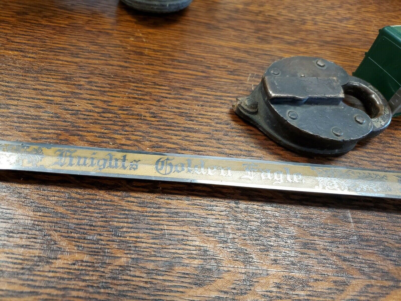 Antique Dress Sword Fraterna Knights of the Golden Eagle Gold Inlay Fancy Etched 3