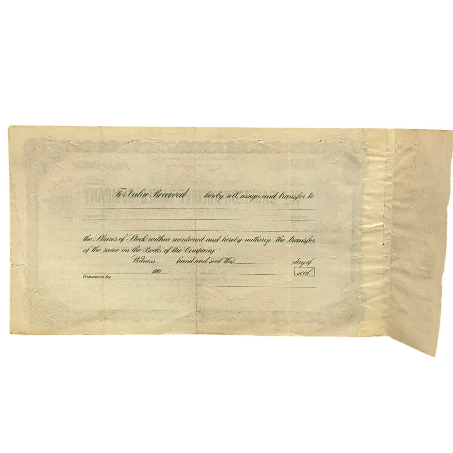 Antique 1908 Mining Stock Certificate Bachelor Khedive Mines Collectible 5