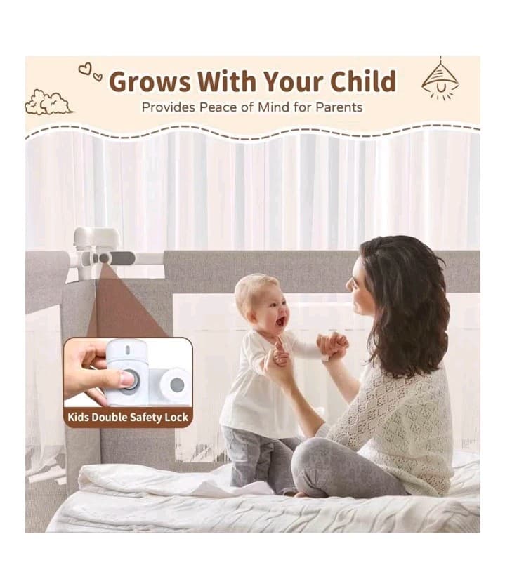 PurePapoose 3-Piece King Size Bed Rail for Toddlers - Height Adj. Rail Guard 4
