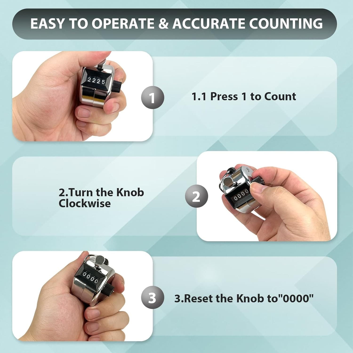 6 Pack Clicker Counter,Metal Hand Tally Counters with Black Silver  4