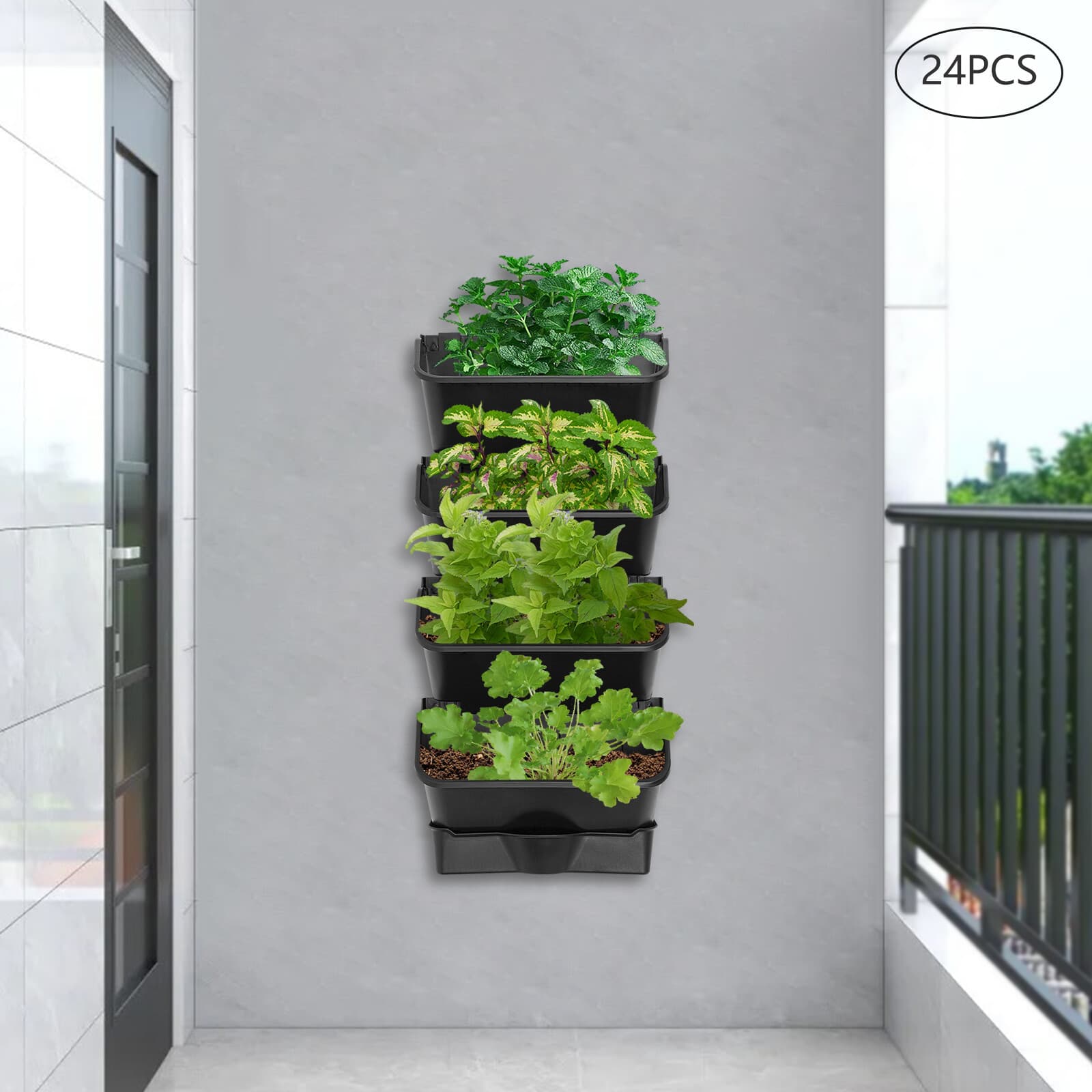 Hanging Vertical Wall Planter 24-planter Hanging Planter Garden Planter Black 5