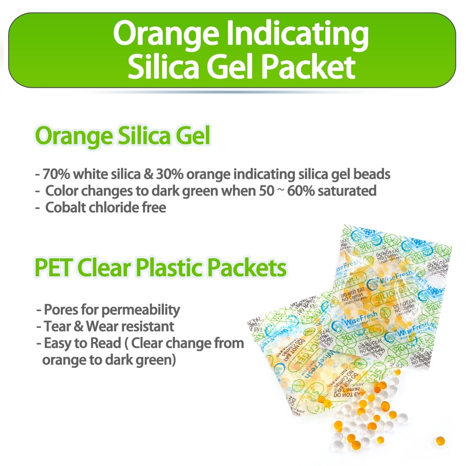 2 Gram Food Safe Desiccant Pack, Indicating Silica Gel Packet, Moisture Absorber 2