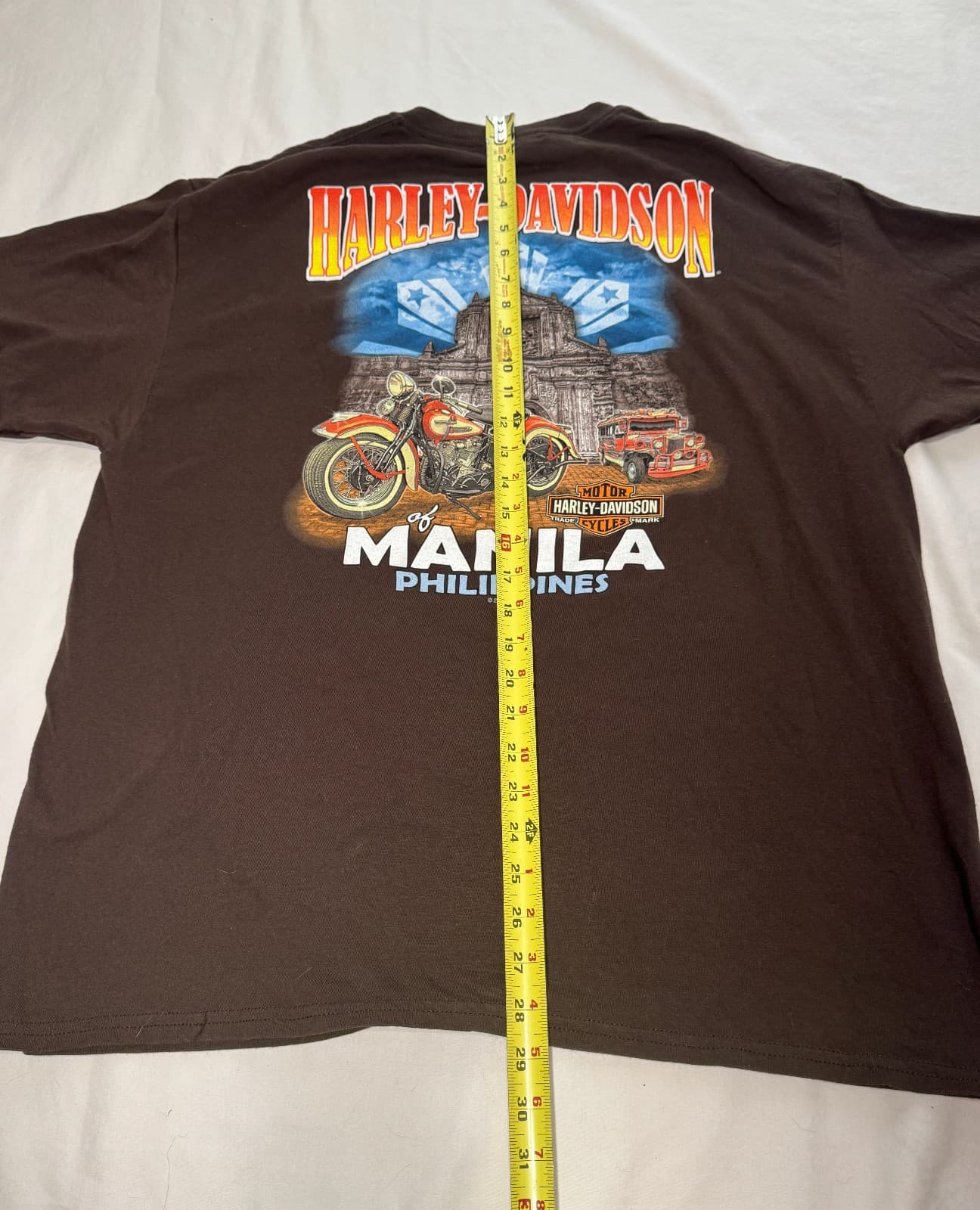 Men's Harley Davidson XL T-shirt Manila, Philppines Orange/Brown 5
