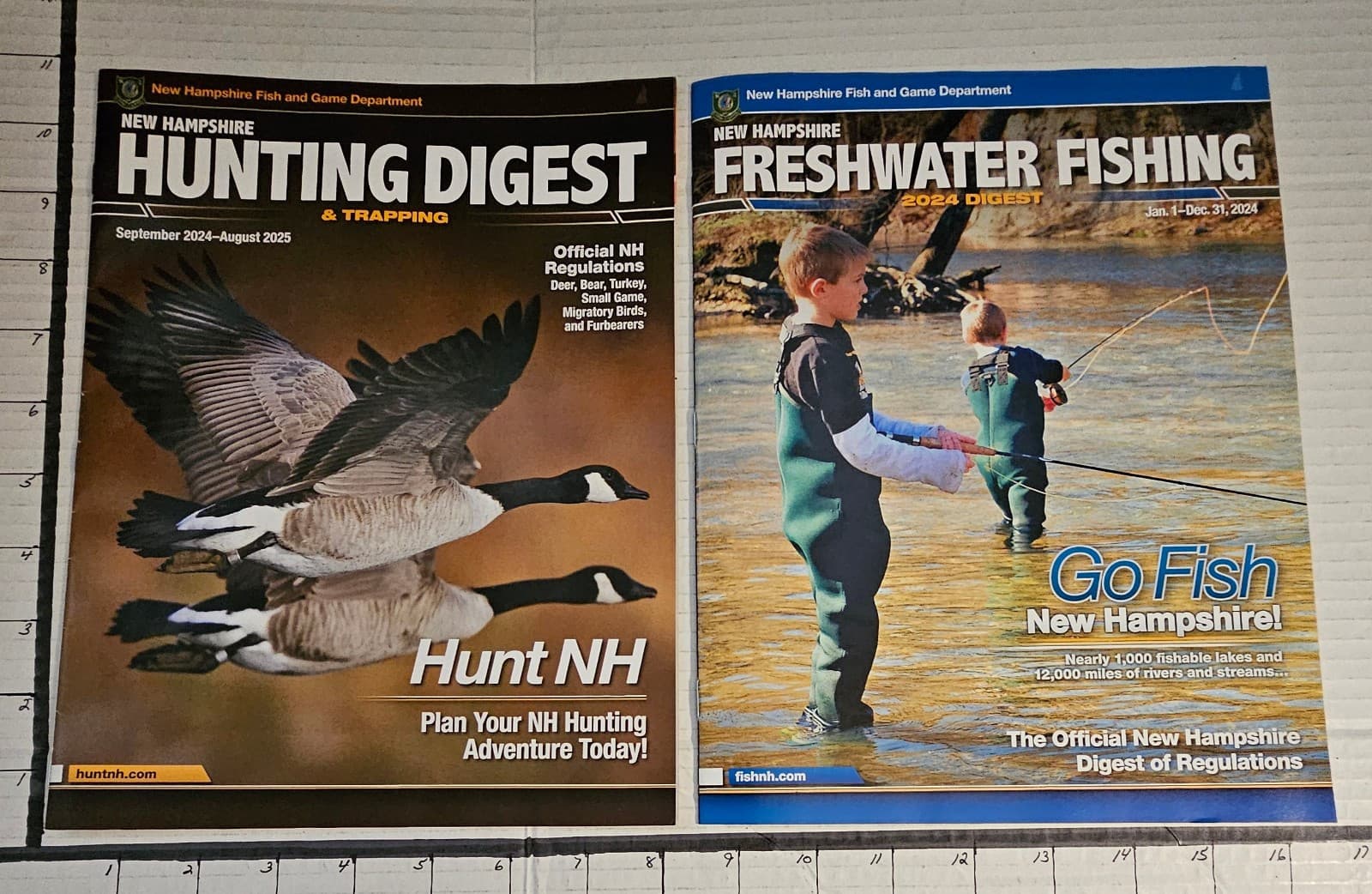 2024/25 NEW HAMPSHIRE HUNTING & FISHING DIGESTS. 42P EACH  WITH REGULATIONS. SEE