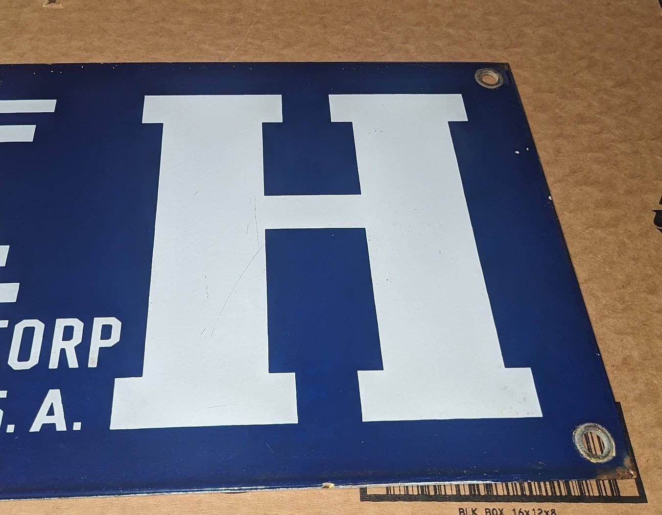 Vintage Large Pawling and Harnischfeger P&H Porcelain Sign Crane Industrial 2' 4