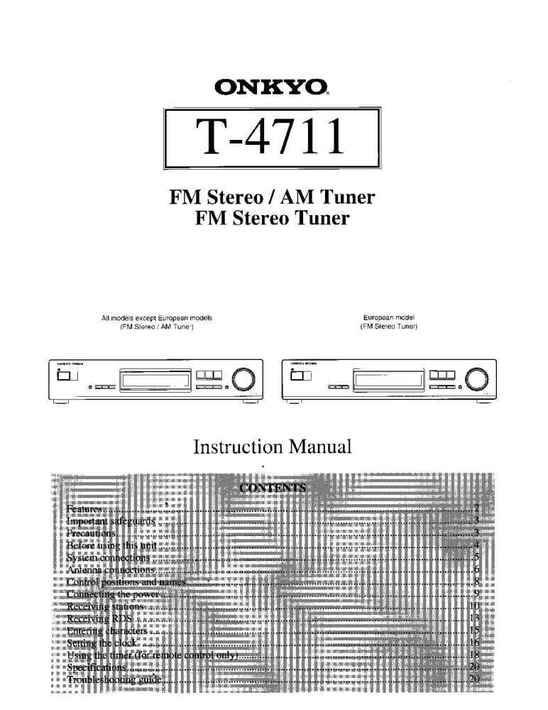Onkyo T-4711 Tuner Owners Manual