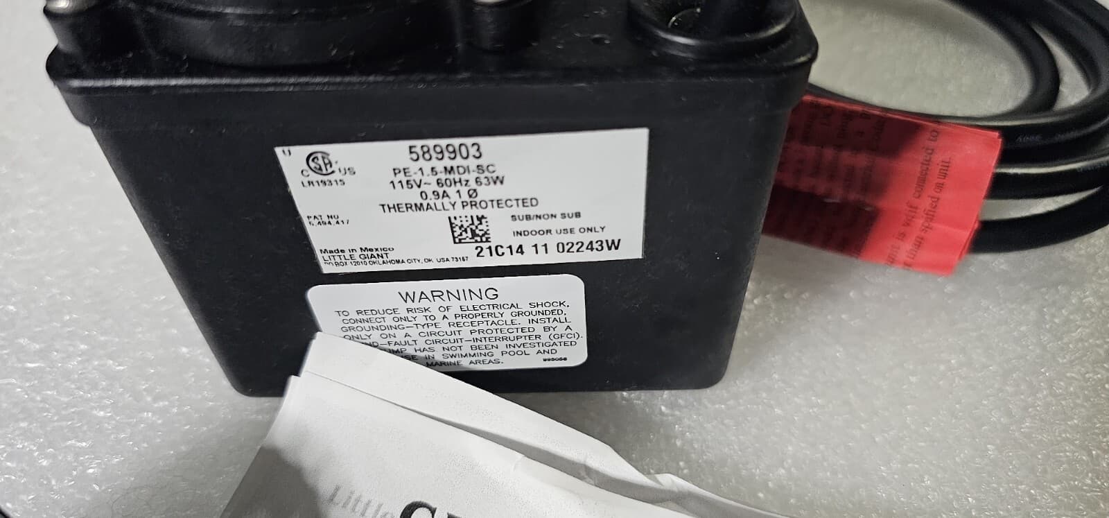 Little Giant 589204 PE-1.5-MDI-SC Magnetic Drive Pump 1/35HP 1/4 MNPT x 1/2 MNPT 2