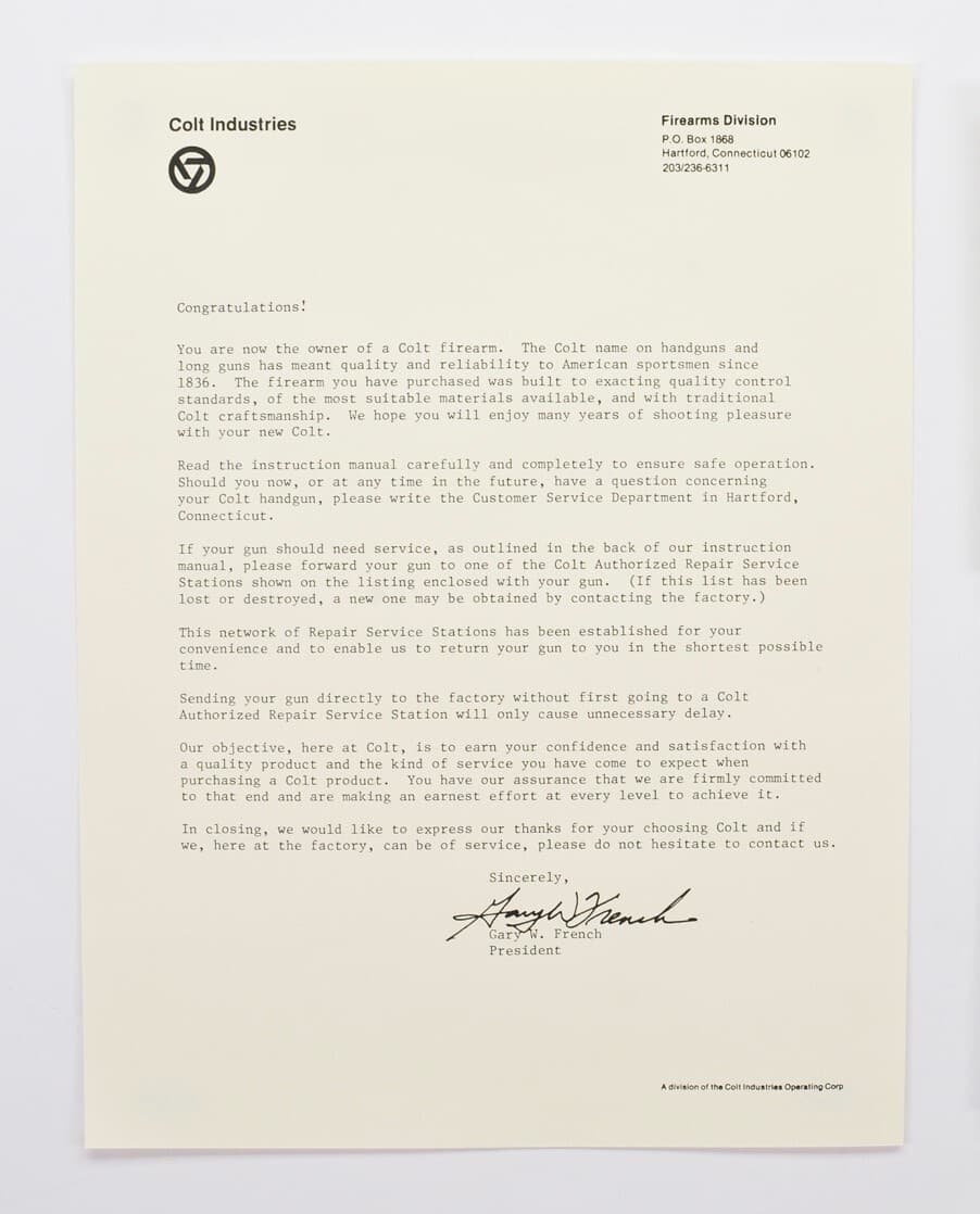 Colt Detective Special 1981 Wood Grain Foam Insert Box & Paperwork Package. New 5