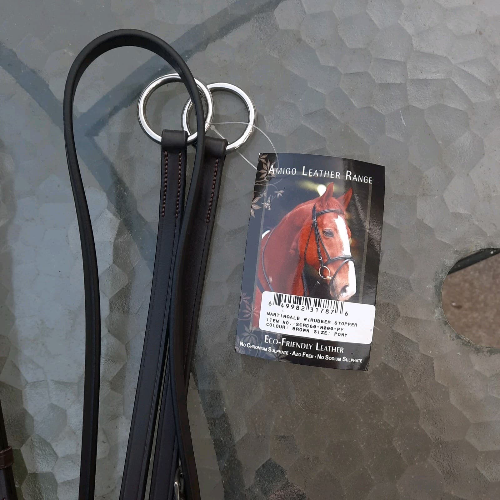 NWT HORSEWARE Amigo PONY Brown Leather Running Martingale  2