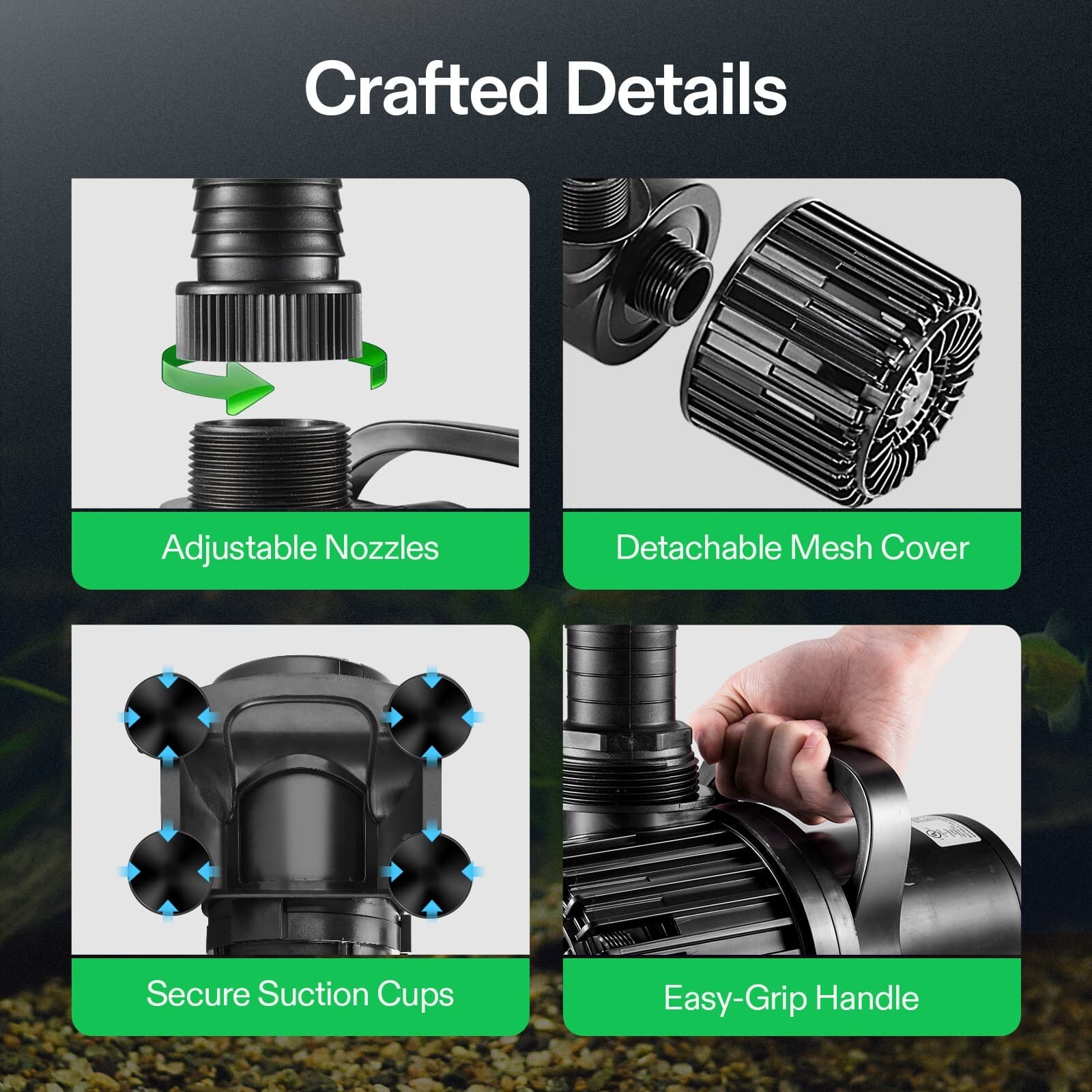 VIVOSUN Aquarium Submersible Water Pump Power Hydroponic Fountain Pond Fish Tank 2