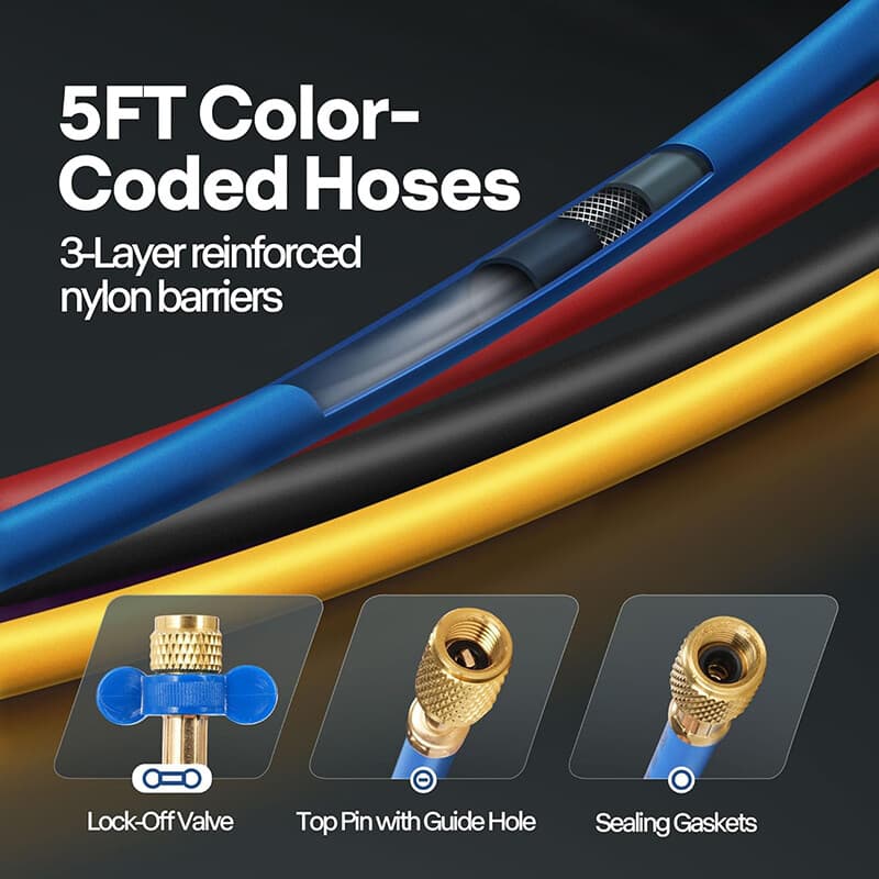 Upgraded 4CFM Vacuum Pump HVAC Refrigeration AC Manifold Gauge Set Leak Detector 5