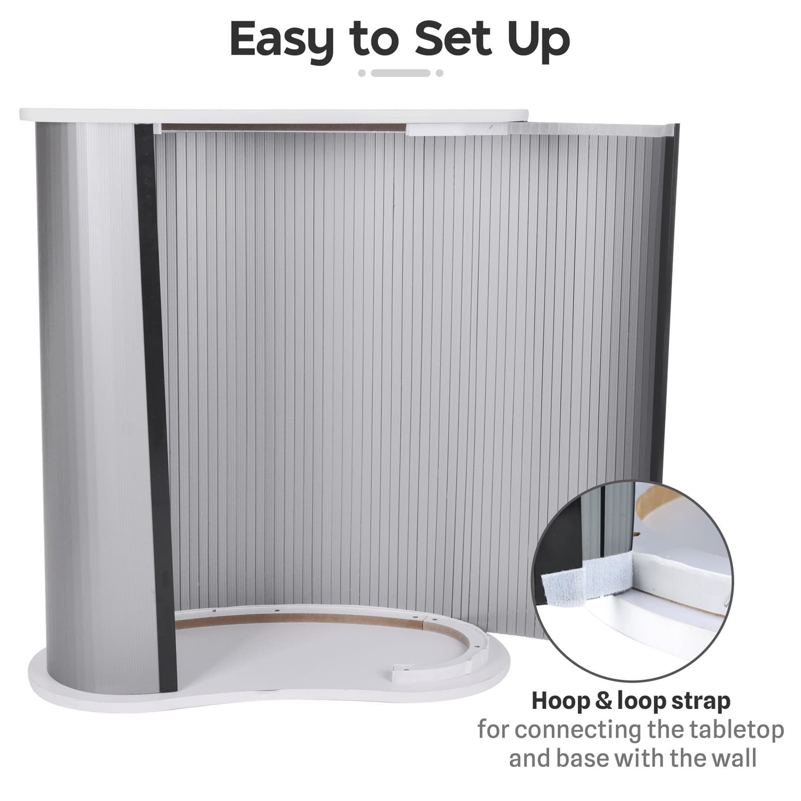 Podium Table Counter Stand Trade Show Display White Top Impact Stand Oval w/Case 4