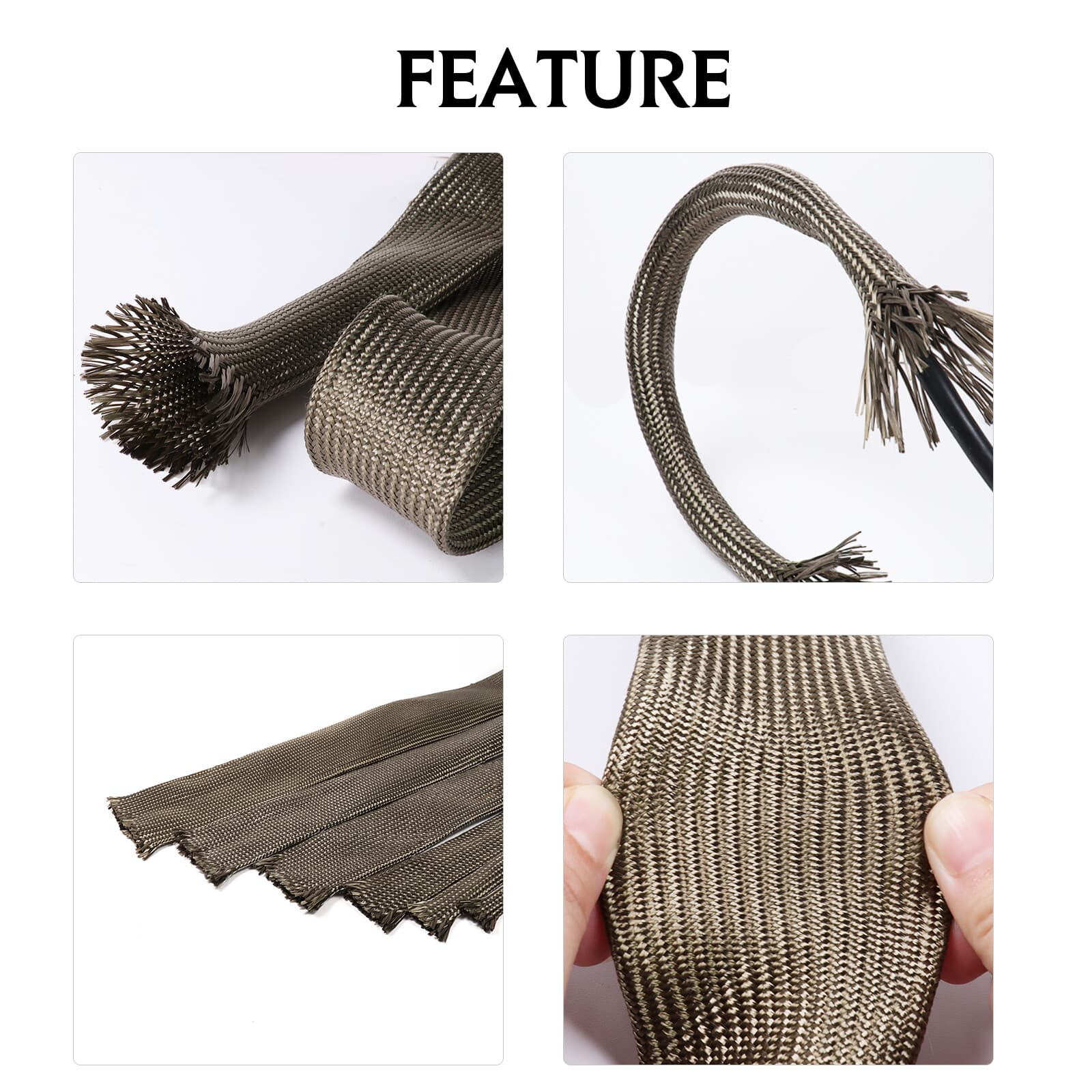 3/5" ID Titanium Heat Wrap Wire Shield Sleeve Adjustable Fuel Line Heat Shield 3