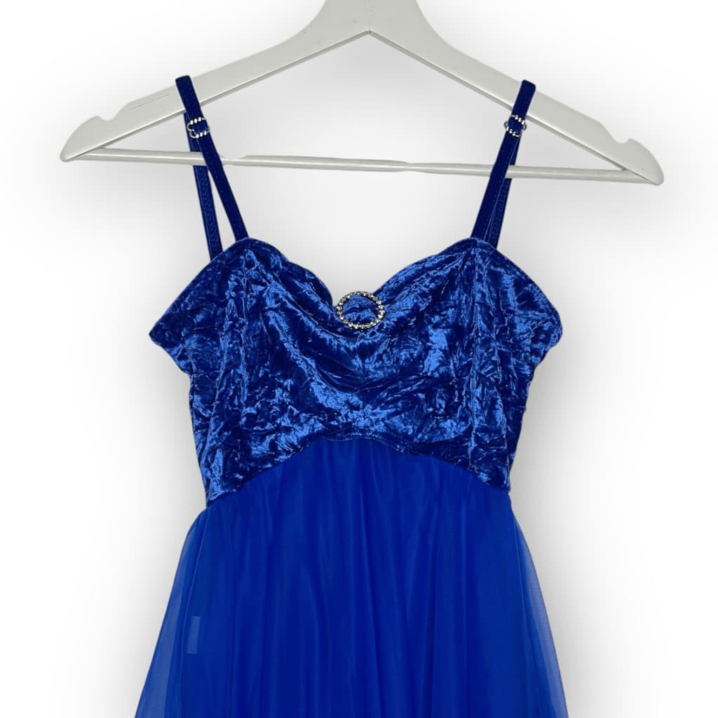 Wolff Fording & Company Lyrical Royal Blue Chiffon & Velvet Dance Dress Petite 3