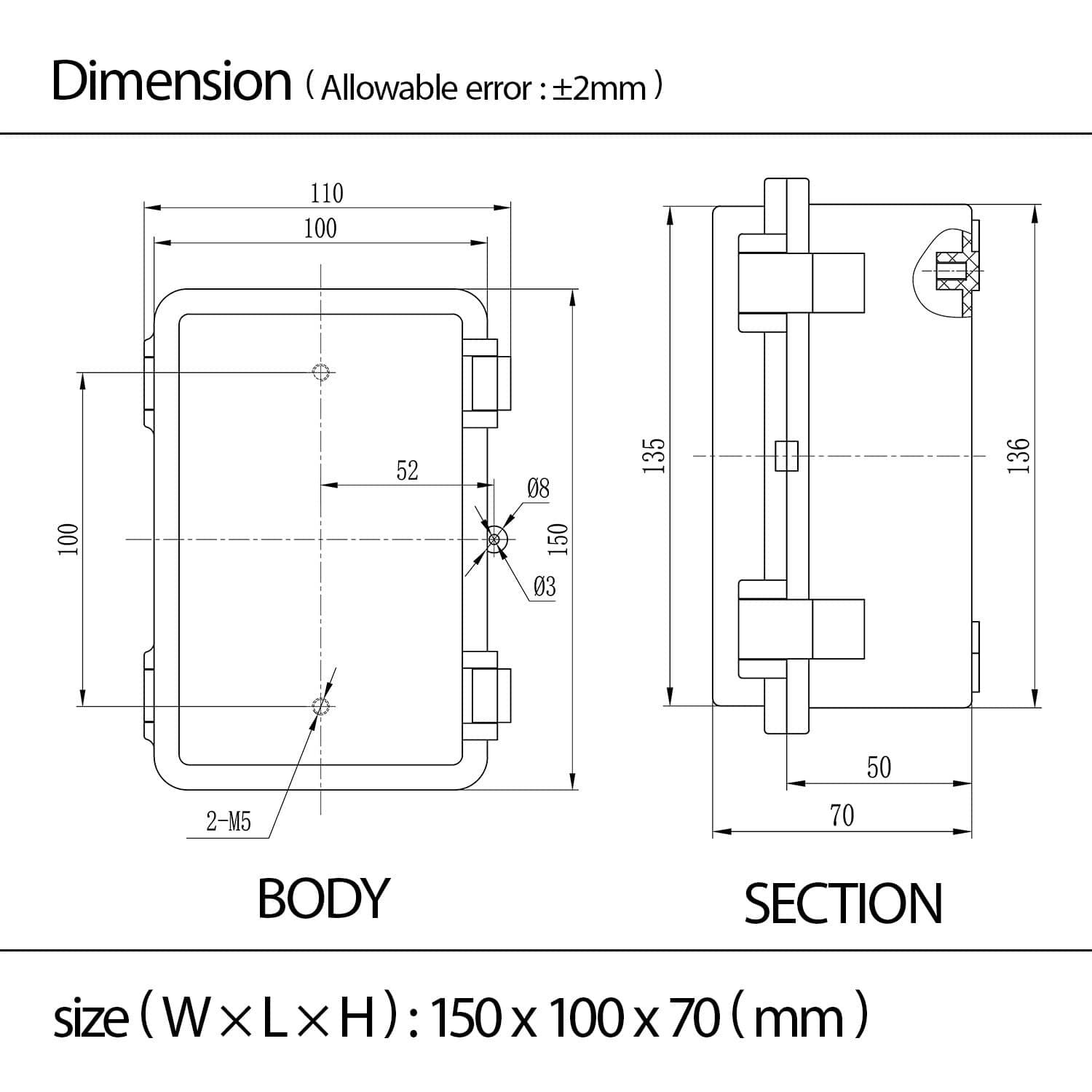 Outdoor Waterproof Electrical Box Junction Box Weatherproof IP67 ABS Plastic Enc 3