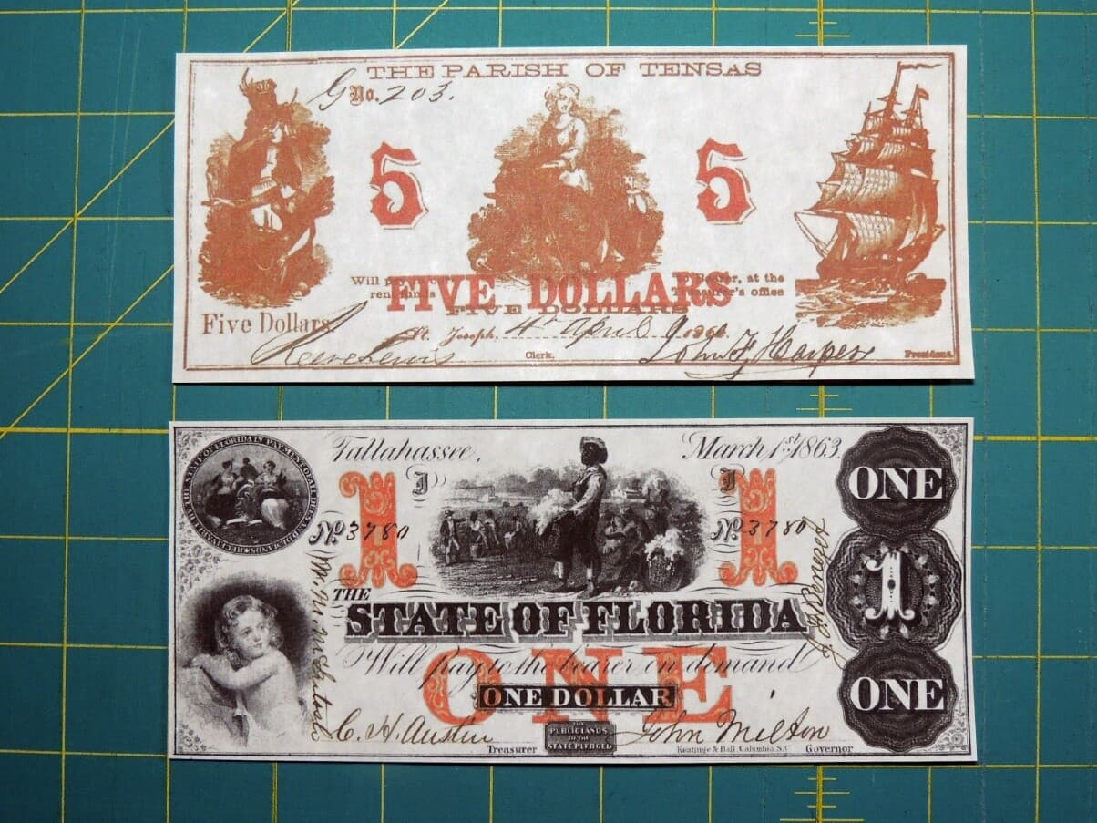 Reproduction Obsolete Bank Notes: Civil War Era 6 Various CSA States Set #2 4