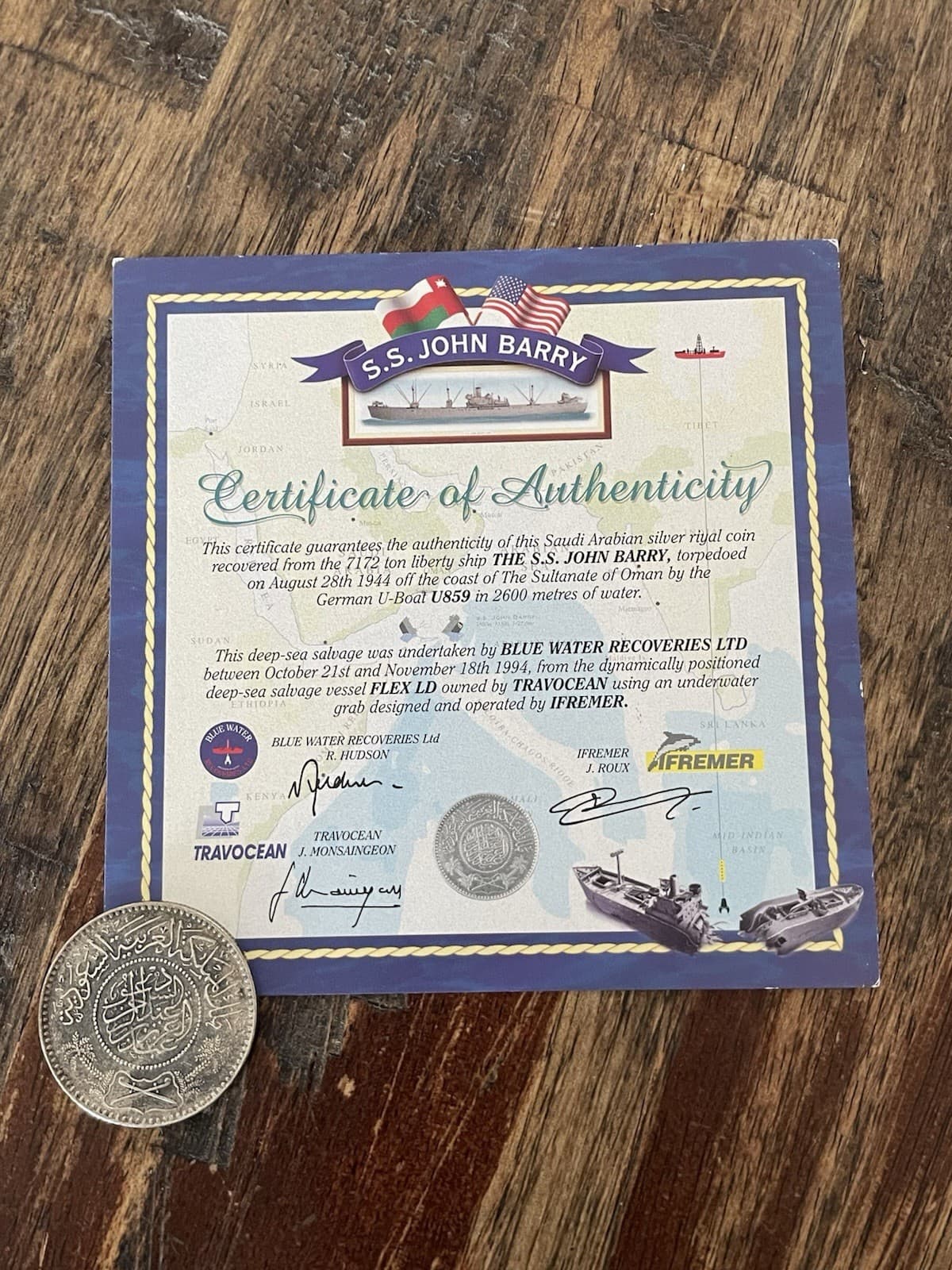 SS John Barry Shipwreck Silver Coin 1944