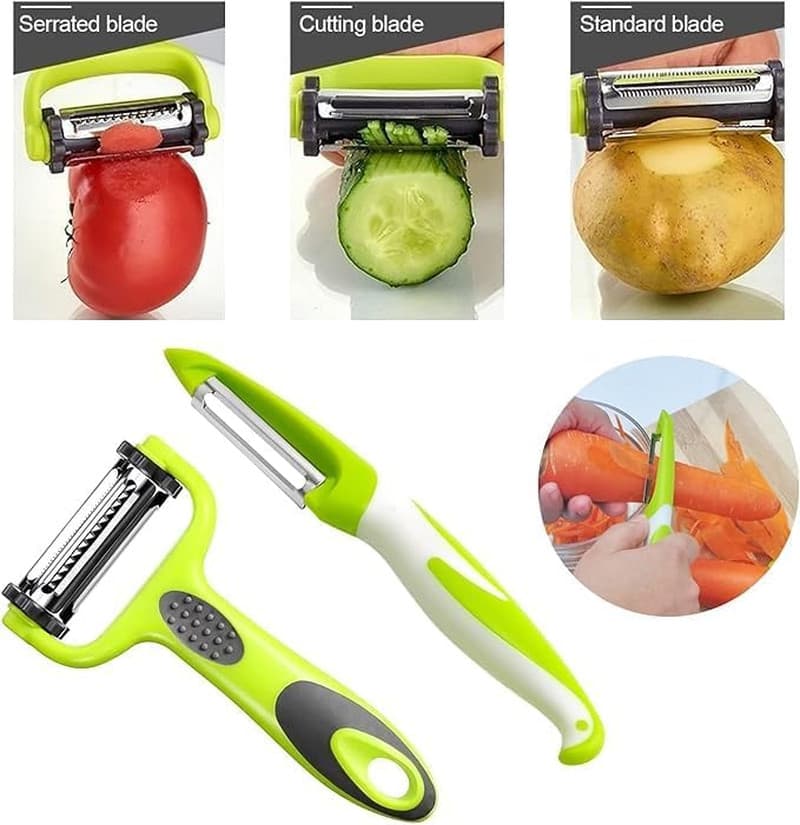 3-In-1 Vegetable Peeler - Rotatable Blades for  Potato, Carrot, Non-Slip Handle 4