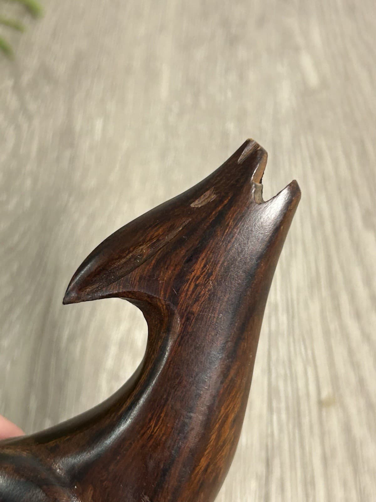 Vintage MCM Hand Carved Mahogany Wooden Howling Wolf Figurine 5