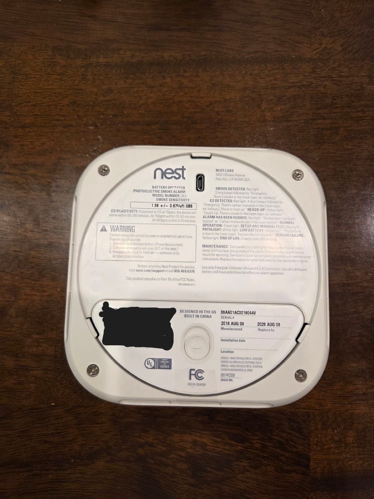 Google Nest Protect Smoke & Carbon Monoxide Alarm - Battery Powered - 06A 2