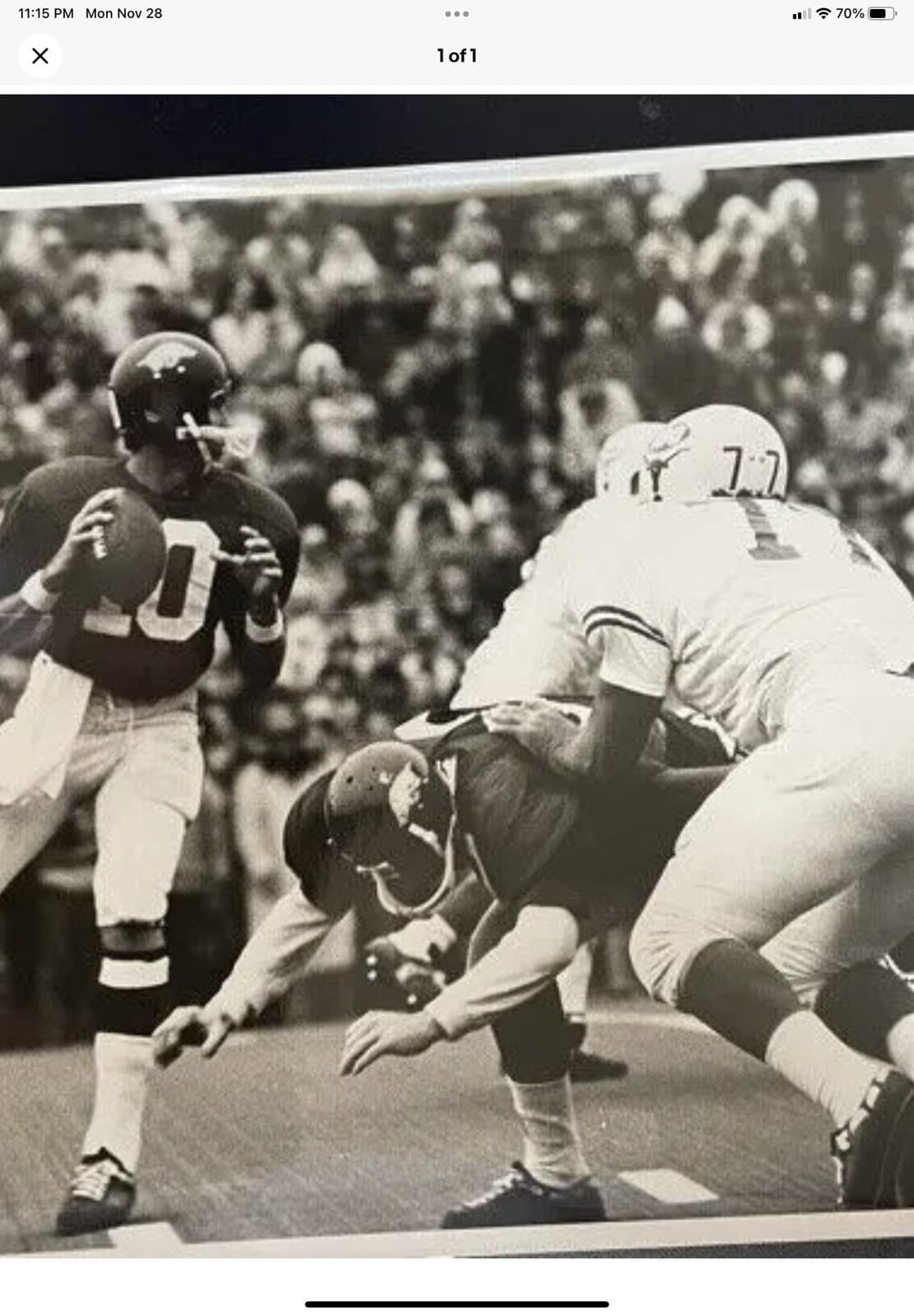 Arkansas Razorbacks 1969 MacGregor Clear Shell Football Helmet Montgomery 2