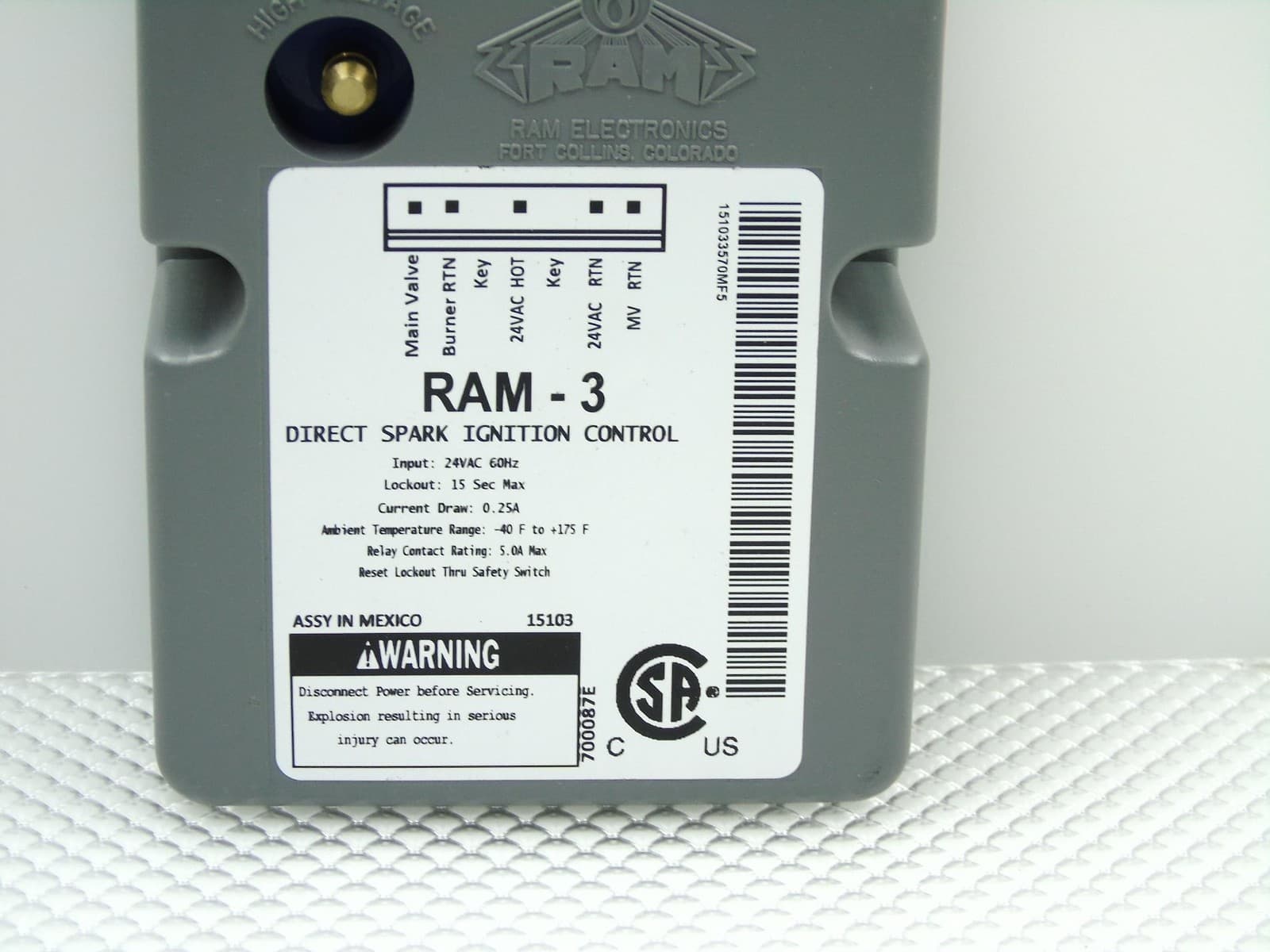 Stellar Steamer Sirius 4 Gas Steamer Ignition Control 24VAC 60Hz - RAM-3 2