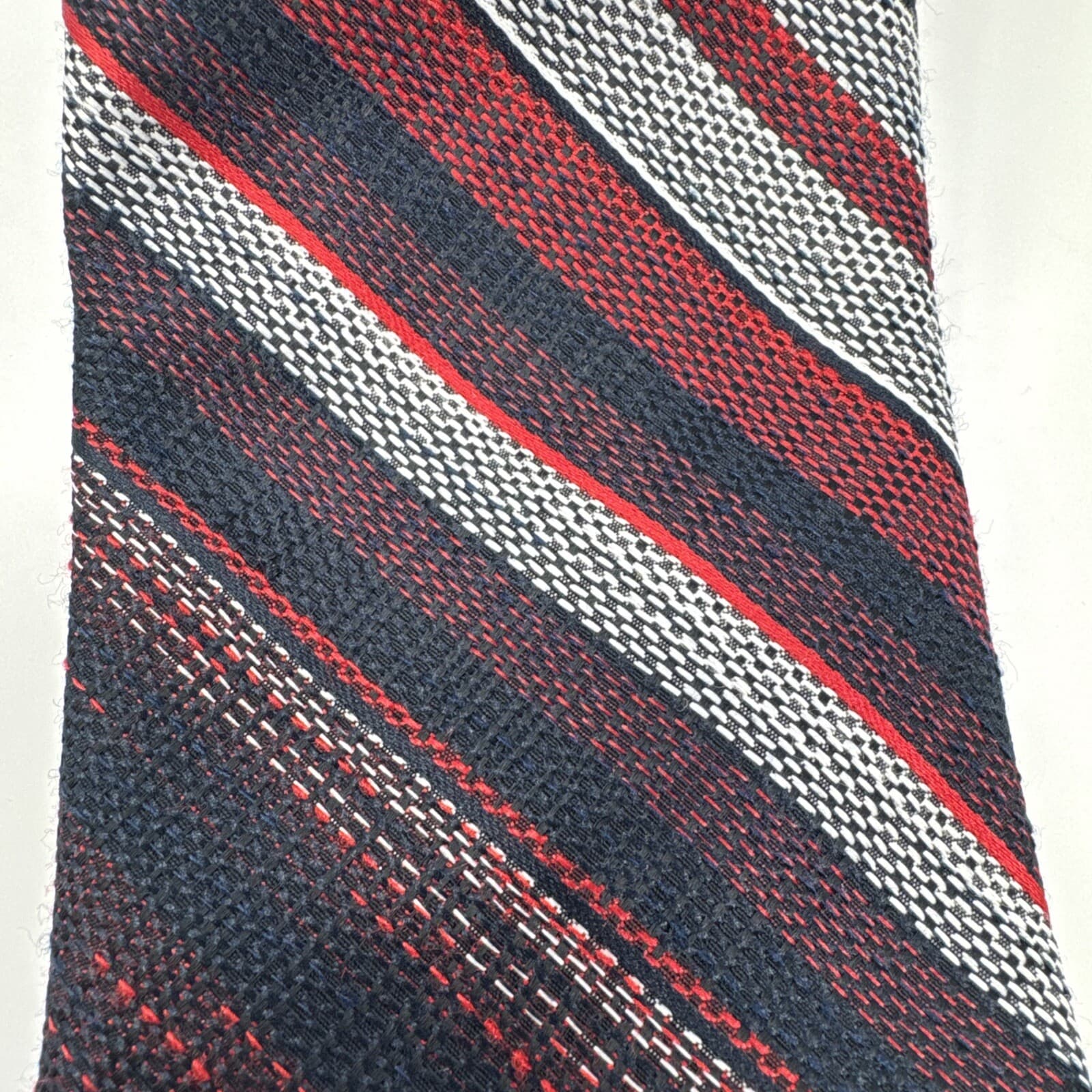 Neck Tie VTG Pierre Cardin Red White Blue Woven Jacquard Stripe Poly 53x3 1/4 6