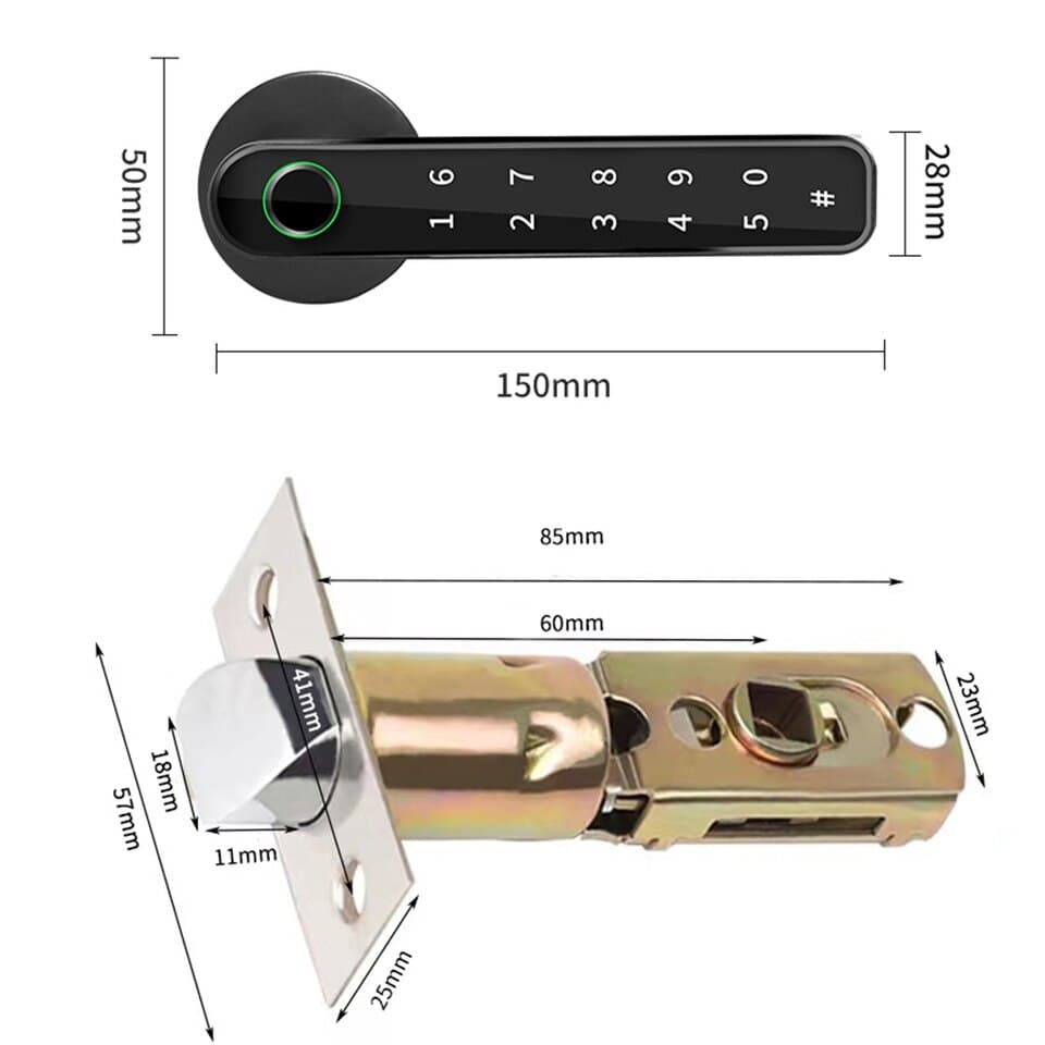 Smart Biometric Door Lock Bluetooth APP Control Fingerprint Door Lock Handle 6