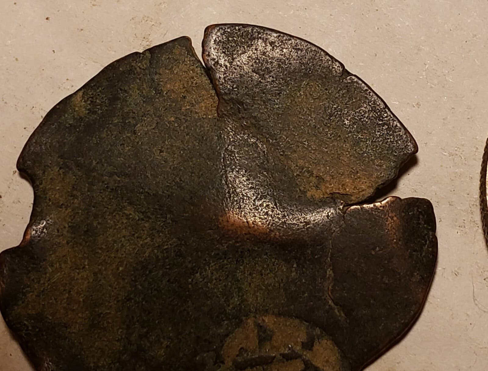 Large 32 x 34mm 1641 SPANISH 12 MARAVEDIS Pirate Coin WAFER-THIN Copper Cob HUGE 4