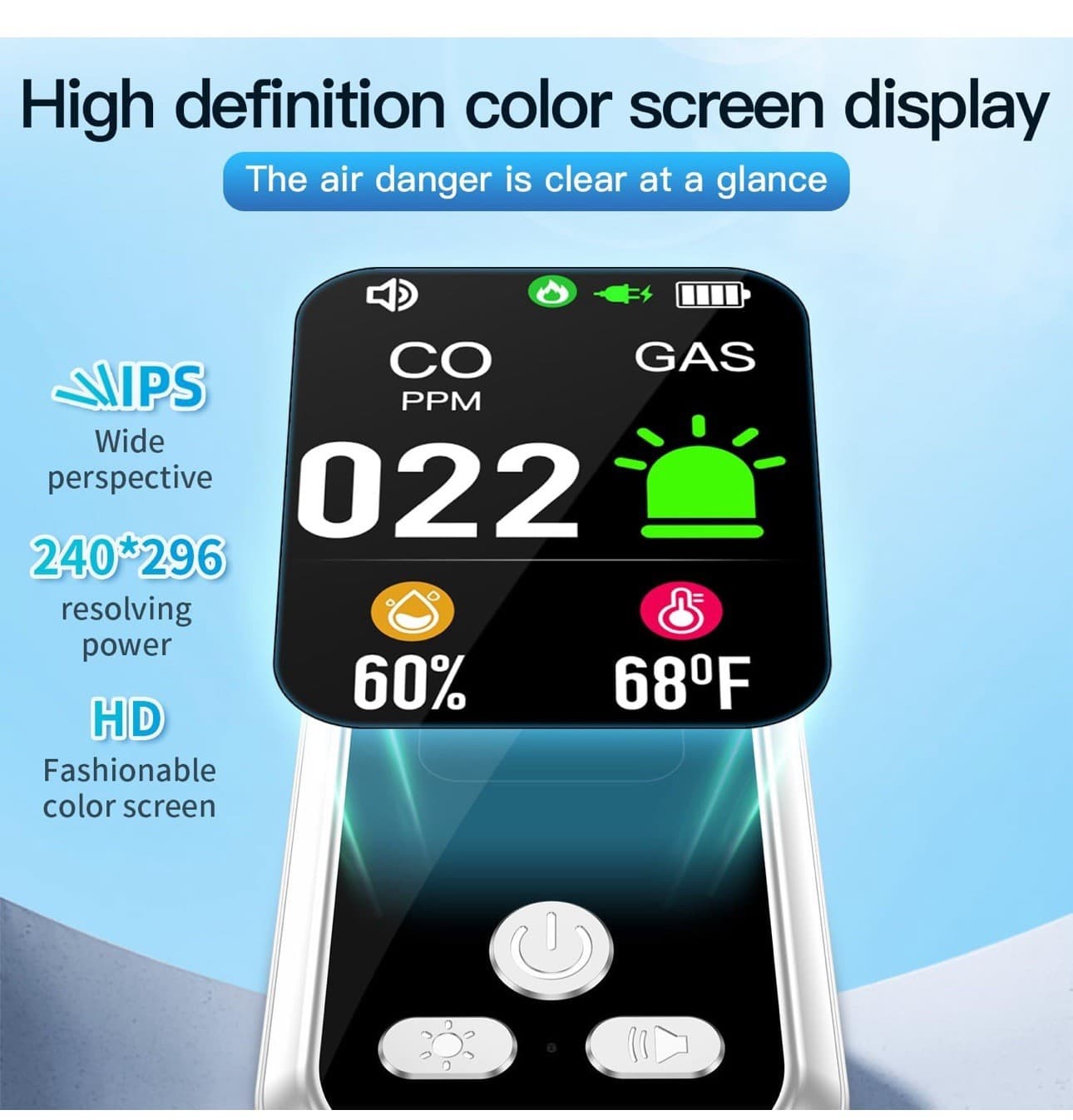 2pcs 4 in 1 Smoke Carbon Monoxide Detector Plug in AC Battery Backup HD Screen 6