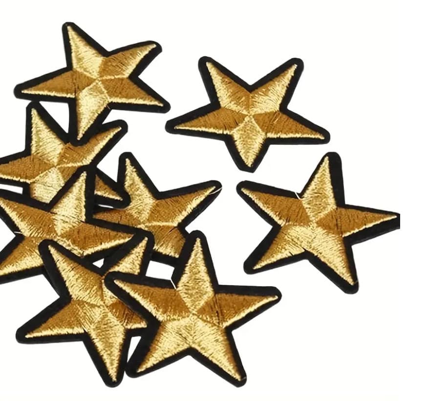 2" GOLD STAR - FIVE POINTED - Embroidered Iron On/Sew-On Patch 3