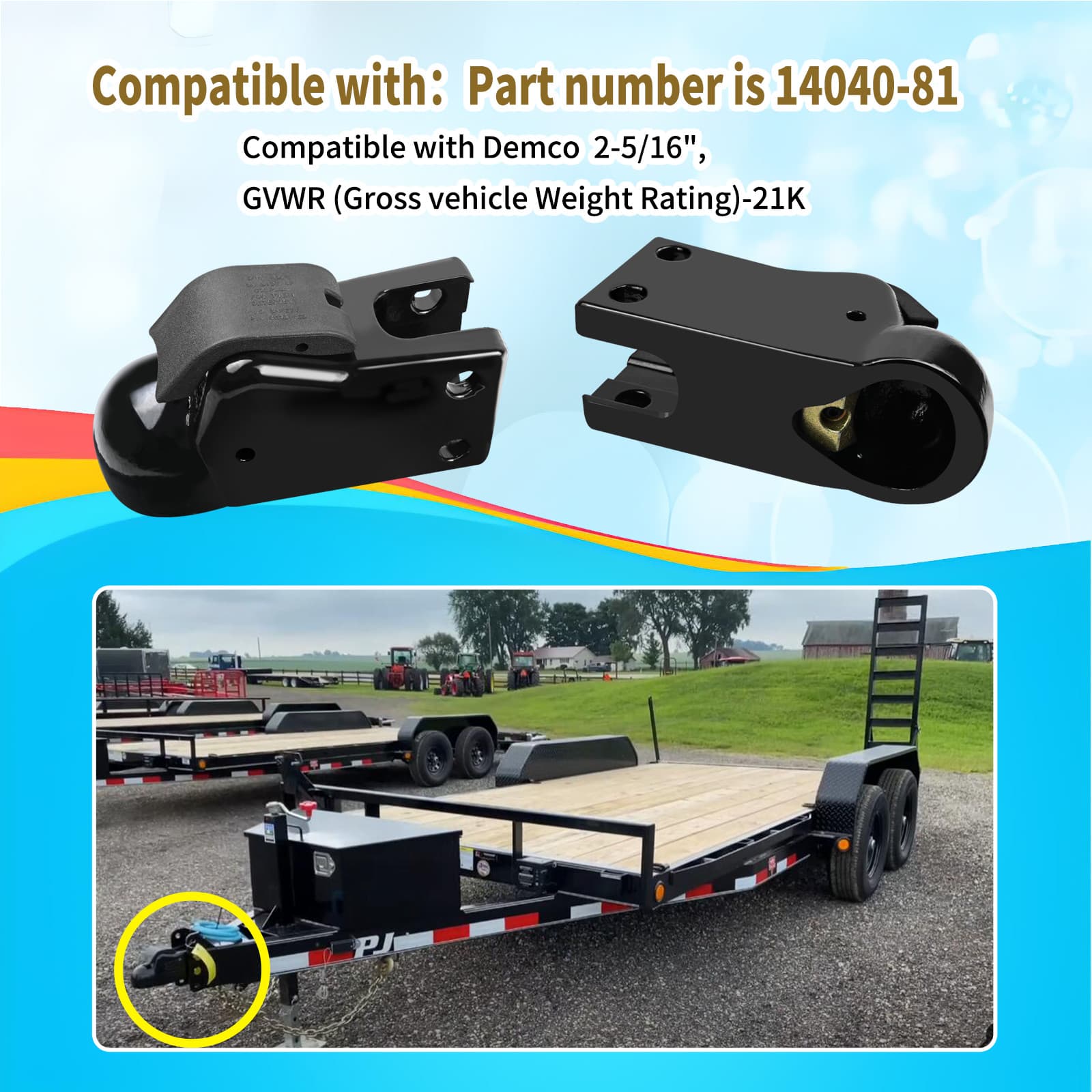 14040-81 Fits Demco Cast 21K Ez-Latch Coupler Channel Mount  2-5/16" Ball 3