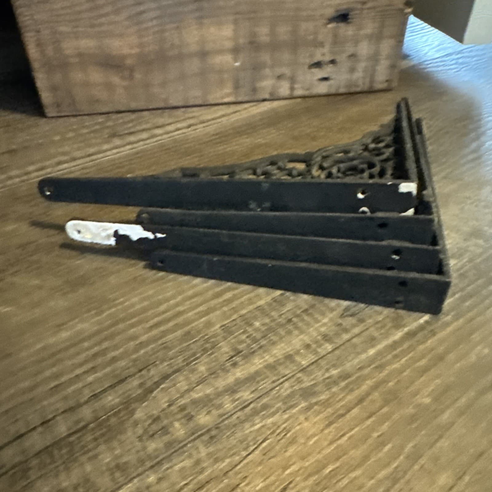 4 Ornate Antique/Vintage Black Cast Iron Shelf Brackets - Metal Hardware Salvage 6