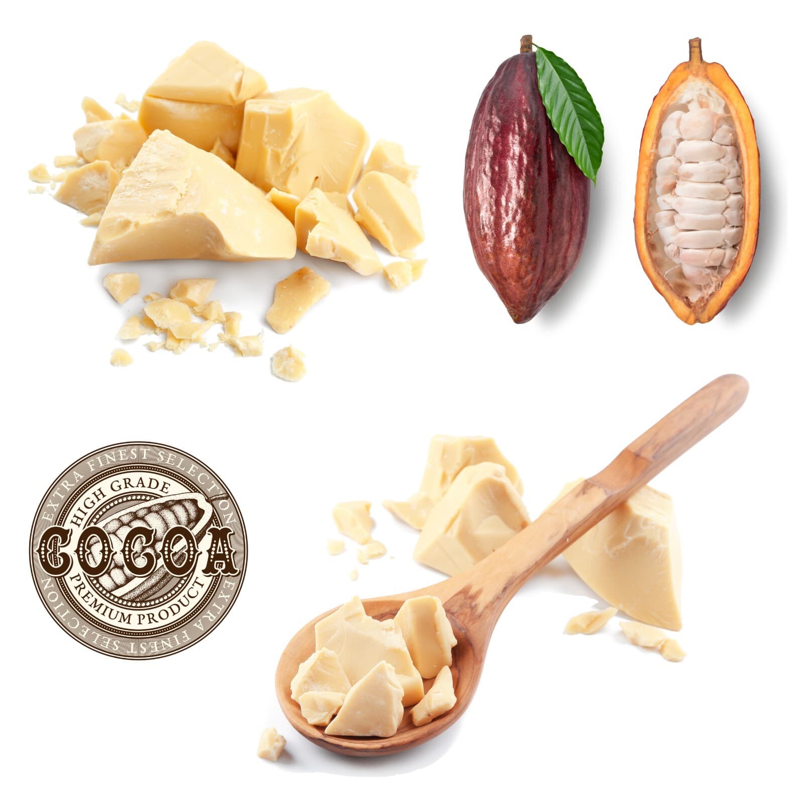 Raw Cocoa Butter 100% Pure Natural Unrefined Organic FOOD GRADE Cacao Bean Bulk 3