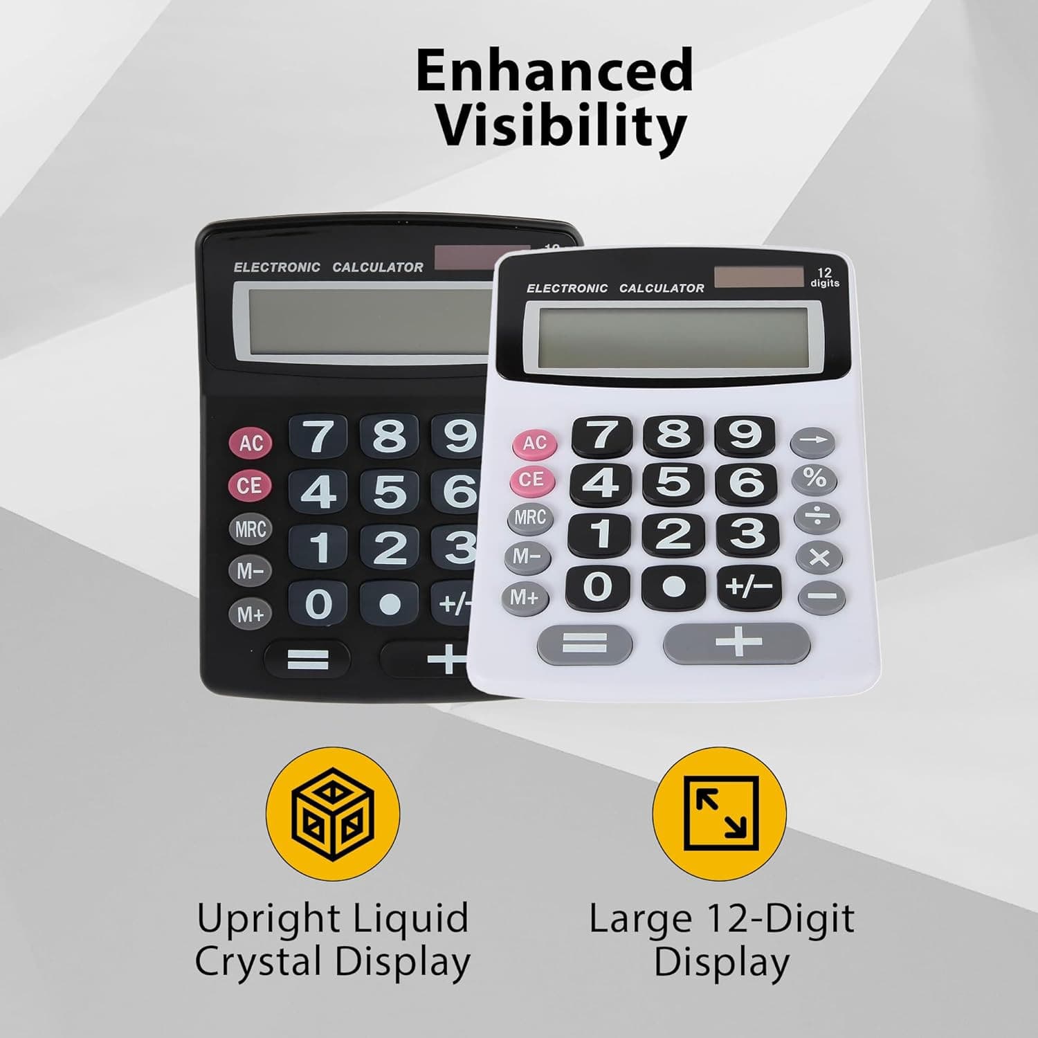 Lily' Home Jumbo 12 Digit with Solar Power, Large LCD Display - Desktop Calculat 3